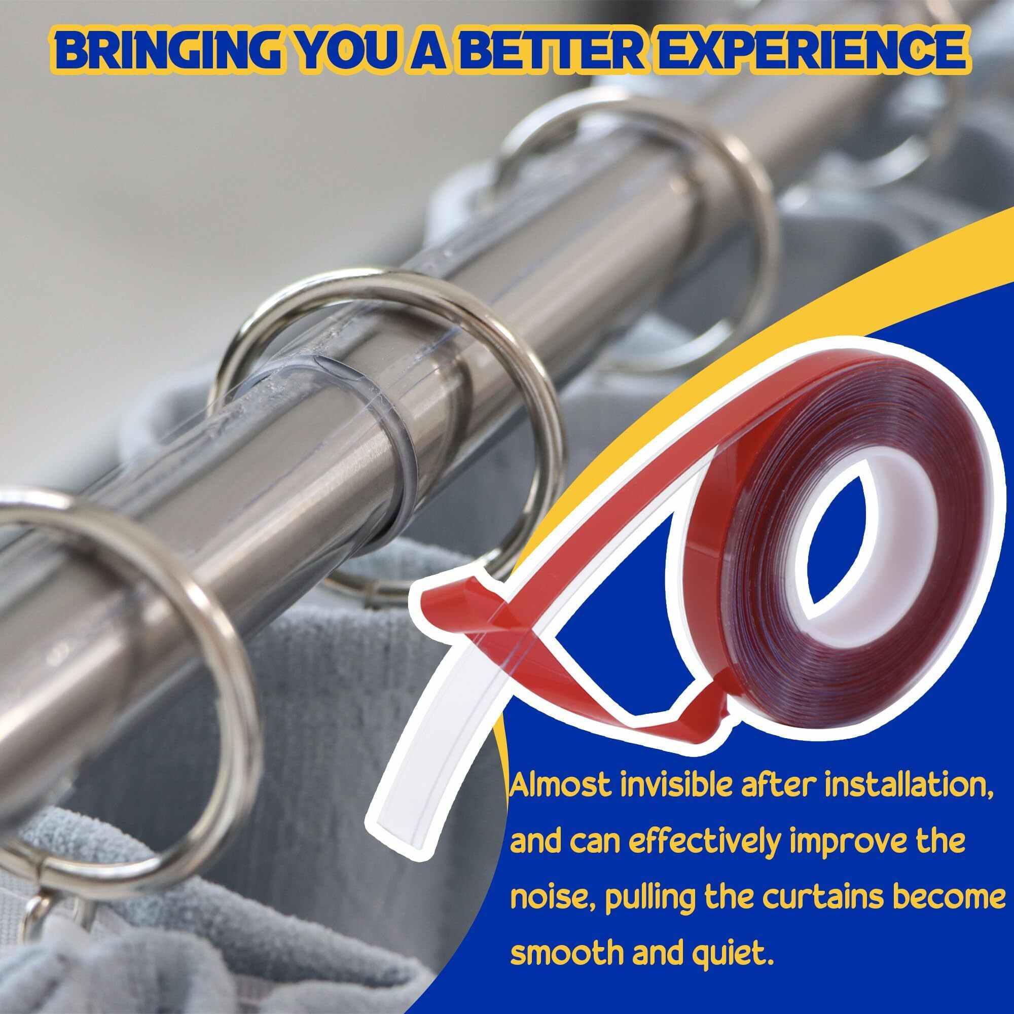 Lutq 26 Ft Curtain Rod Slide Clear - Smooth And Silent Curtain Rod Sliding Accessories For Drapery Curtain Rings - Hard Surface - Wide - Make Curtains Slide Easier