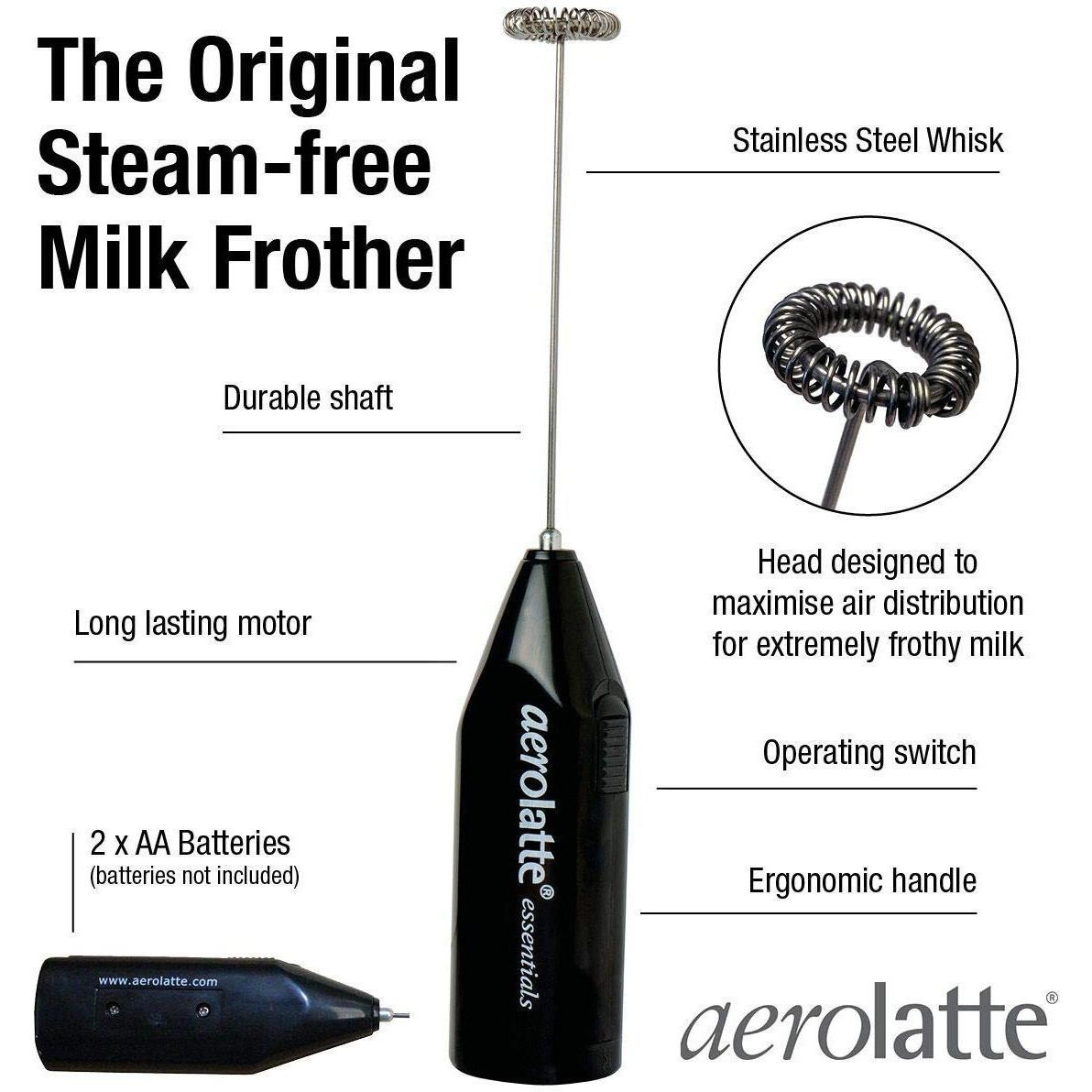 Aerolatte Essentials Steam-Free Milk Frother  Black