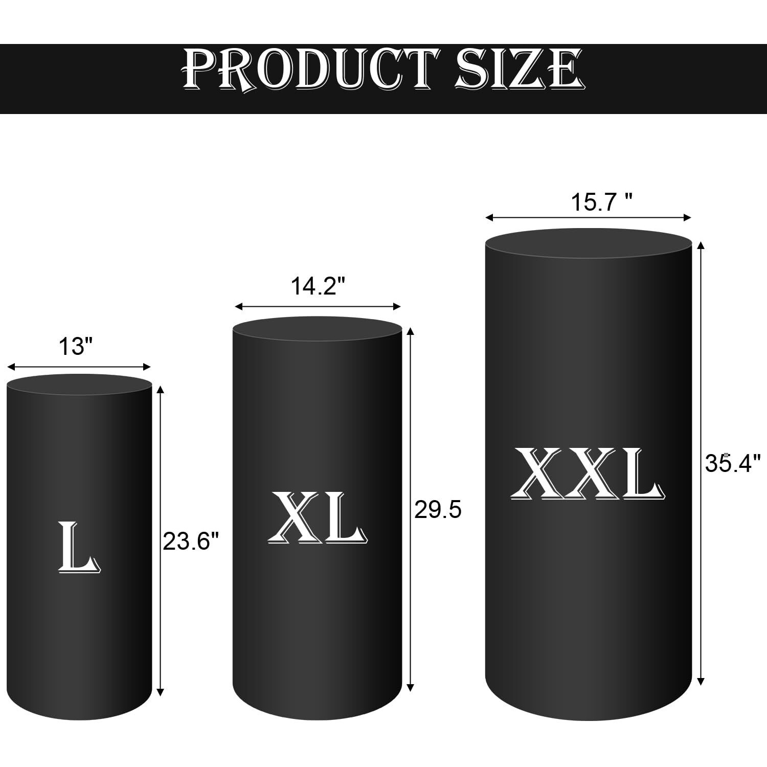 Saitimade Set Of 3 - Black Cylinder Pedestal Stand Covers  Flexible Cylinder Stand Covers For Party  Wedding Or Birthday Event Decor - Only Contains Cylinder Covers