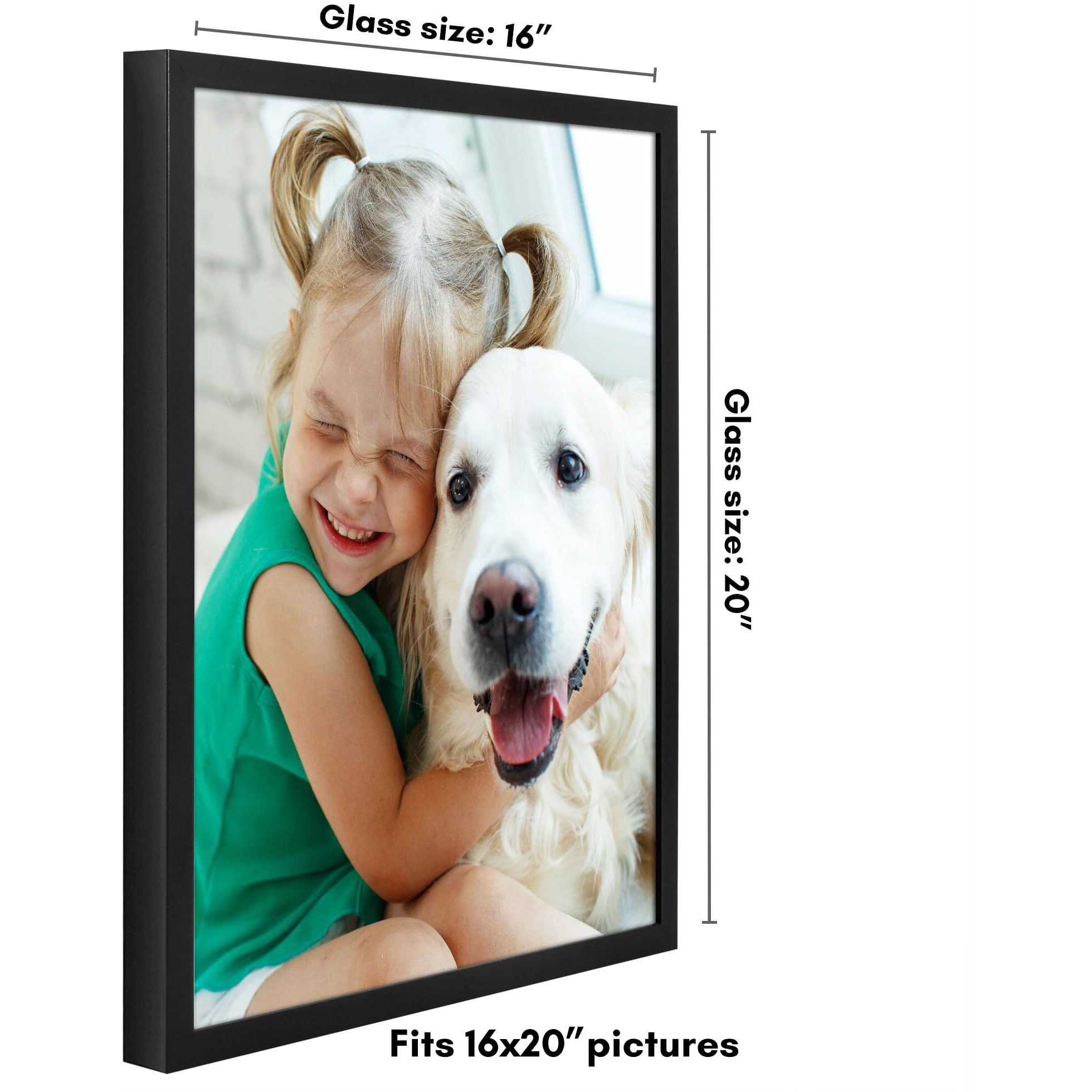 Americanflat 16X20 Picture Frame With Polished Plexiglass - Soho Collection - Gallery Style Deep Molding Frame For Wall Display - Black