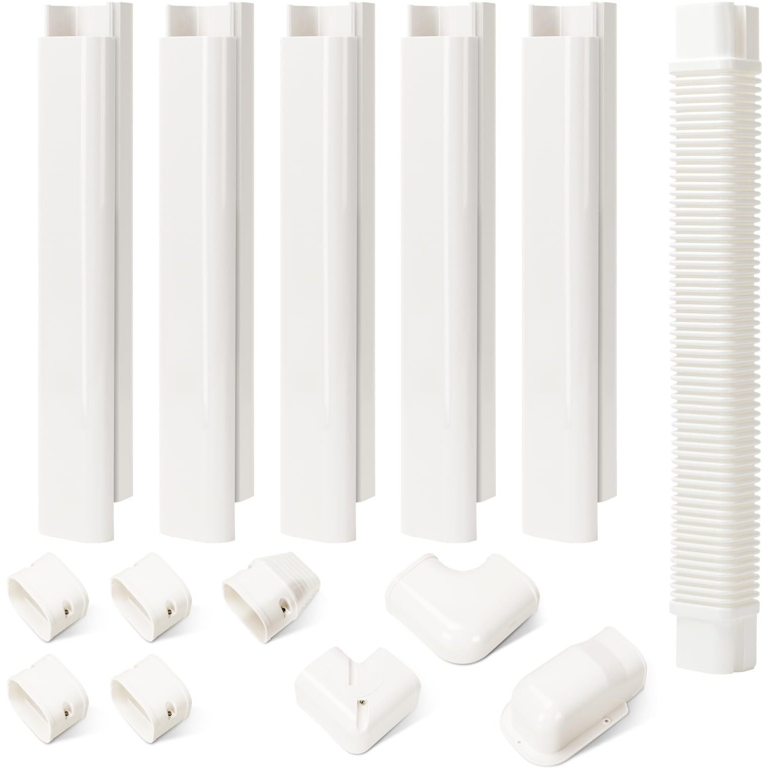 Hoxha 3"" W 10Ft L Mini Split Line Set Cover Kit Air Conditioners Decorative Pvc Slim Line Cover For Central Ac & Heat Pumps Systems Tubing Cover