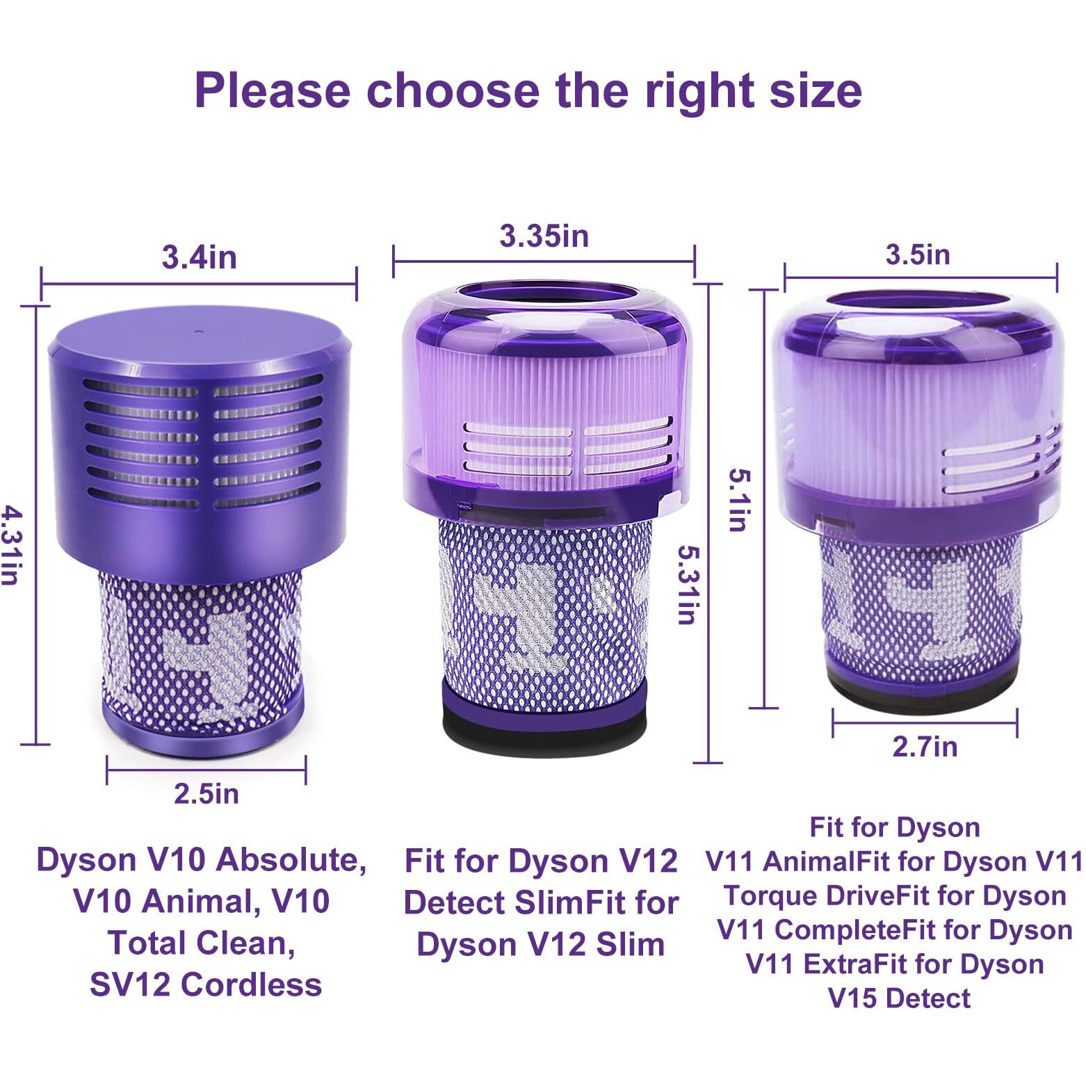 V10 Filters For Dyson V10 Cyclone Series  V10 Animal  V10 Absolute  V10 Total Clean  Sv12  Part No. 969082-01  3 Pack Filters And 1 Clean Brush.