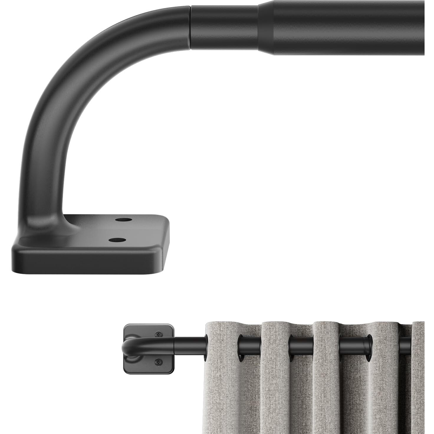 Curtain Rods For Windows 28 To 48 Inch  Blackout Curtain Rod Wrap Around Curtain Rod  5/8 Curtain Rod Telescoping Adjustable For Sliding Door Bedroom Kitchen Rv  Black(32""-48"")