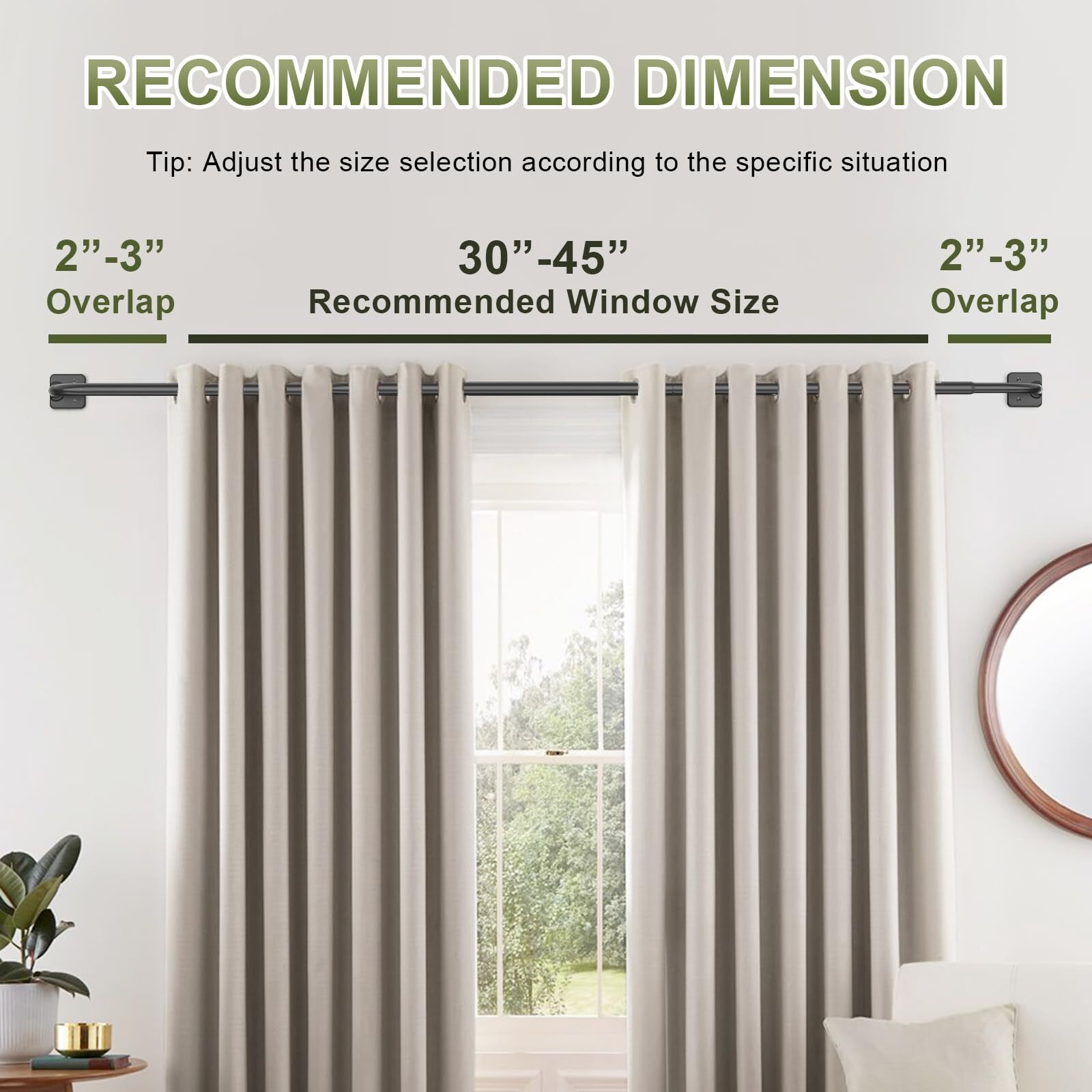 Curtain Rods For Windows 28 To 48 Inch  Blackout Curtain Rod Wrap Around Curtain Rod  5/8 Curtain Rod Telescoping Adjustable For Sliding Door Bedroom Kitchen Rv  Black(32""-48"")