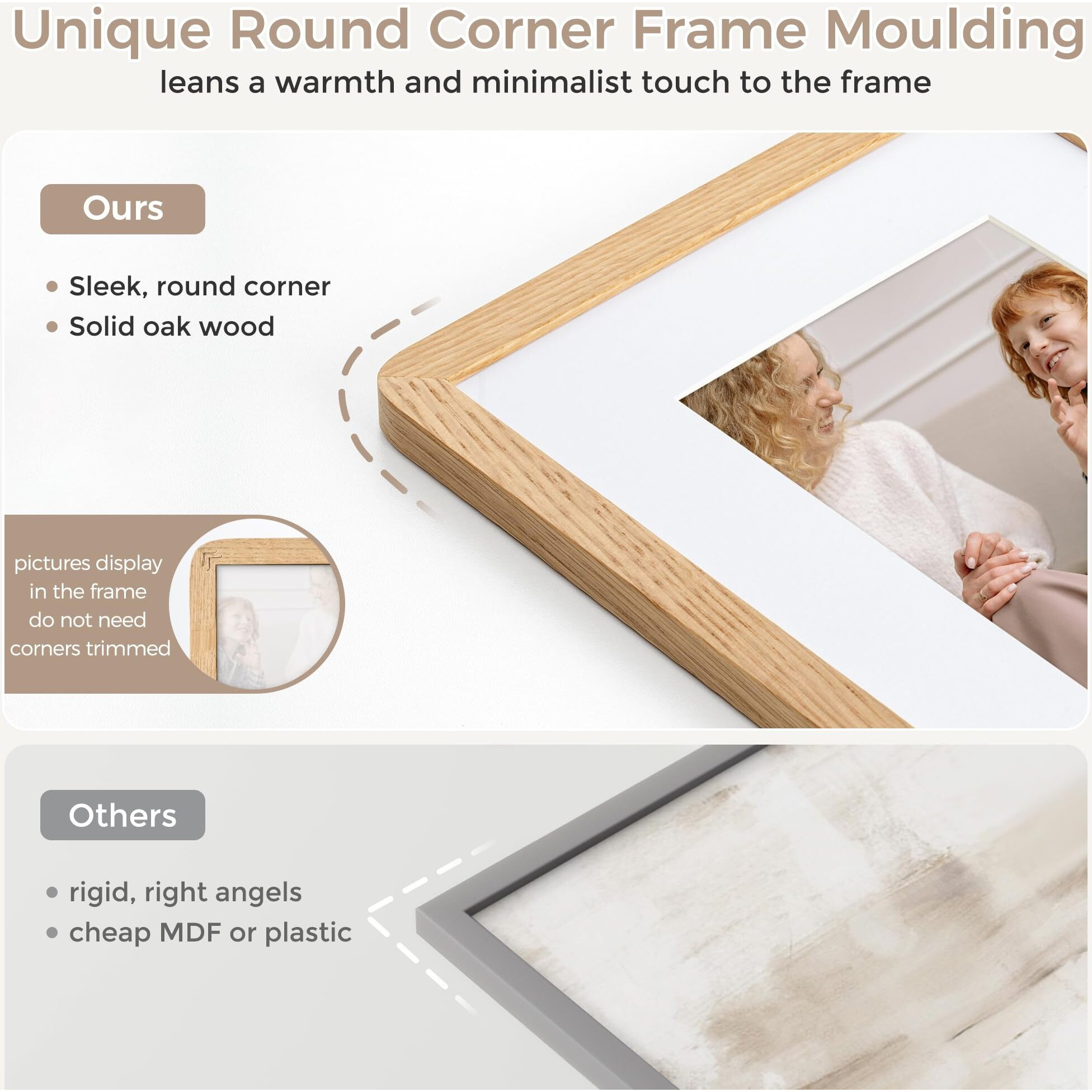 Flyjoe 12X16 Picture Frame | Solid Oak Wood 12X16 Poster Frame | 12X16 Photo Frame With Mat For 8.5X11 | Tempered Glass And Hanging Hardware Included | 16 By 12 Frame Wood (Natural Oak  1 Pack)