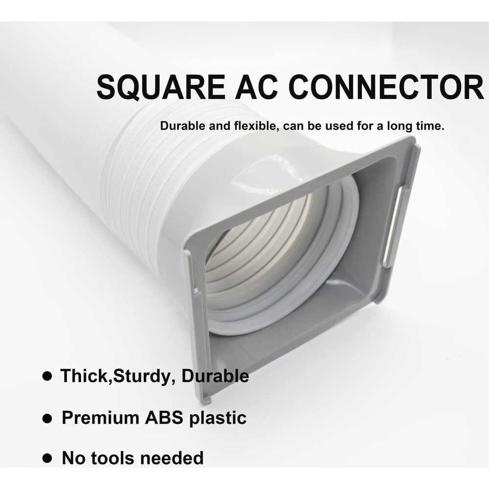 Nwestun 5.9 Inch Portable Air Conditioner Exhaust Hose Coupler Window Adapter A/C Connector  Portable Ac Hose Connector  Suit For Air Conditioning Exhaust Port (Square)