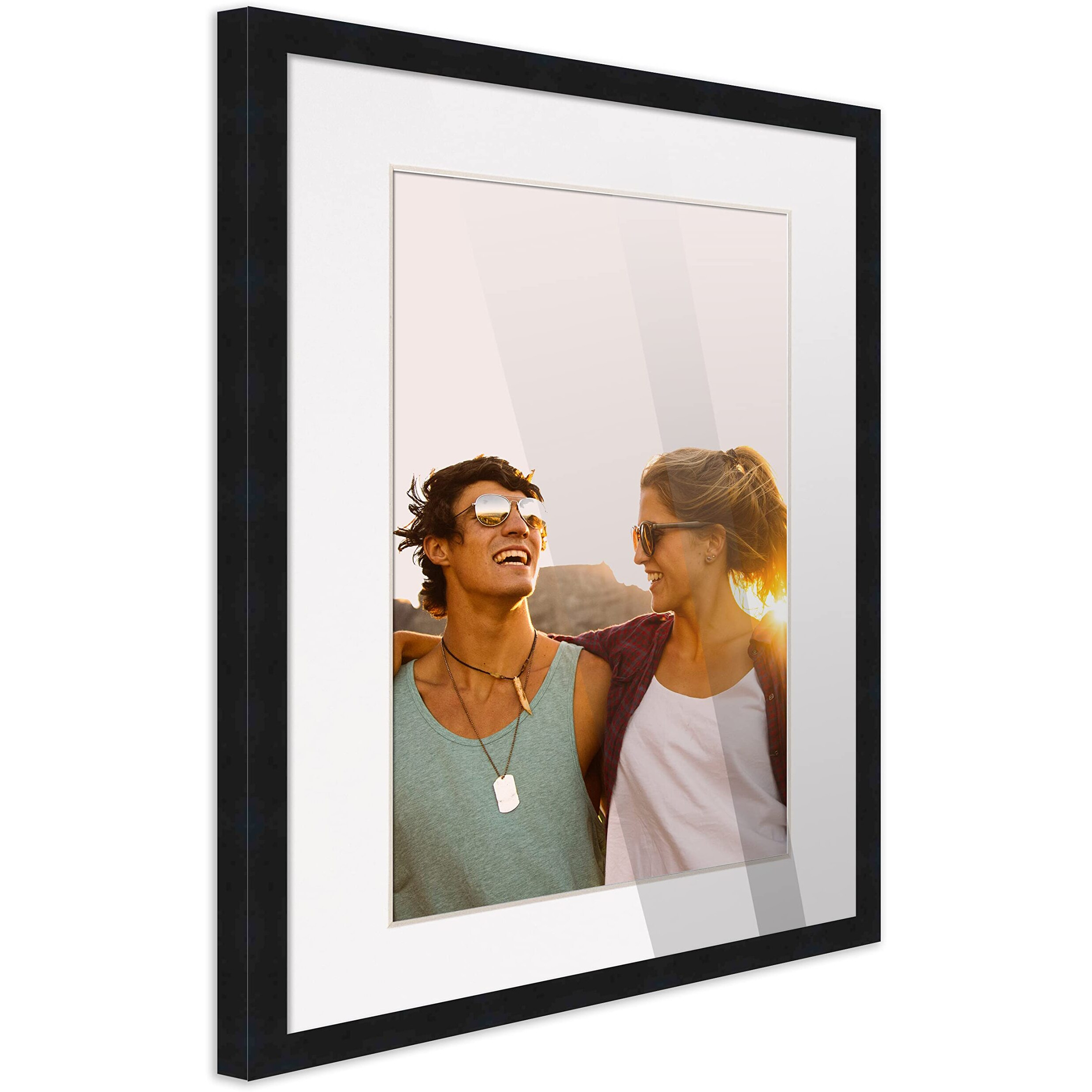 7X10 Frame Black Wood With White Mat | 9X12 Frame Matted To 7X10 | Display Your Photo Under Uv Acrylic Shatter Guard Front  With Foam Board Backing And Wall Hanging Hardware - Wood Frame