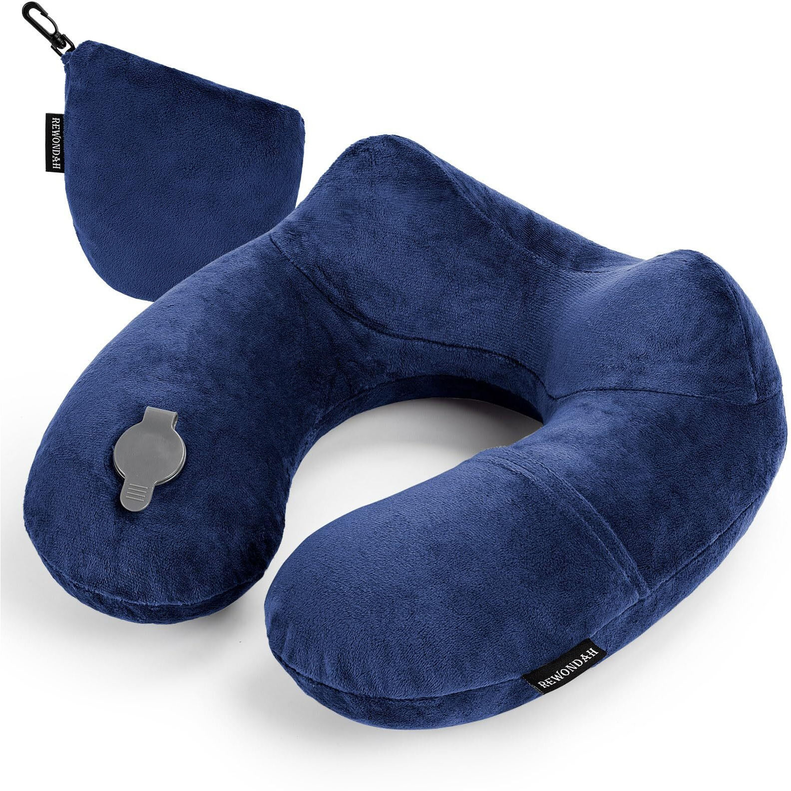 Rewondah Inflatable Travel Pillow For Sleeping Airplane - Inflatable Neck Pillow For Traveling On Plane With Washable Cover  Blow Up Neck Travel Pillow For Airplanes  Cars - Portable And Comfortable