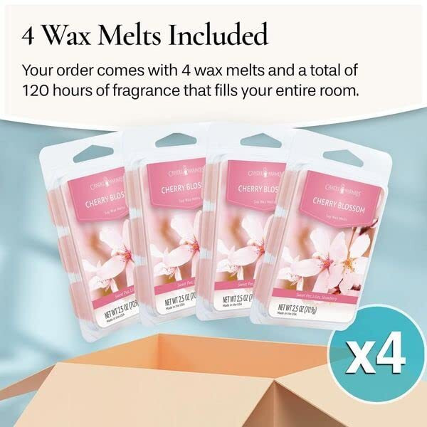 Candle Warmers Etc Classic Wax Melts 2.5Oz  Cherry Blossom Fragrance (4-Pack) - Each Pack Has X4 2.5 Oz Wax Melts And 30 Hours Of Fragrance - Perfect For Bedrooms  Living Rooms  And Bathrooms