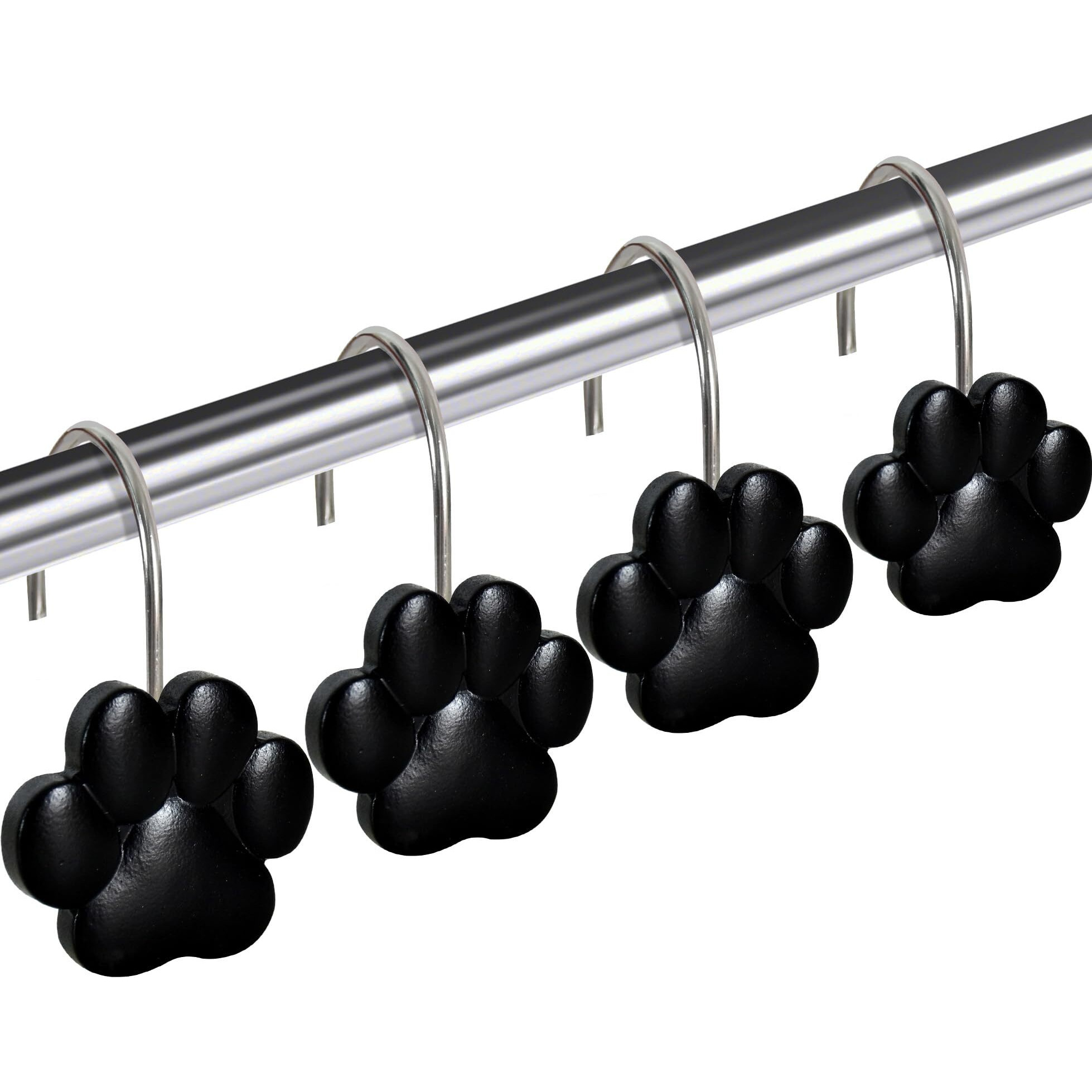 Ctohn 12 Pieces Cat Paw Print Shower Curtain Hooks Rings  Cute Dog Paw Print Decorative Shower Hooks For Shower Curtain  Stainless Steel Decorative Shower Hangers Rings For Bathroom