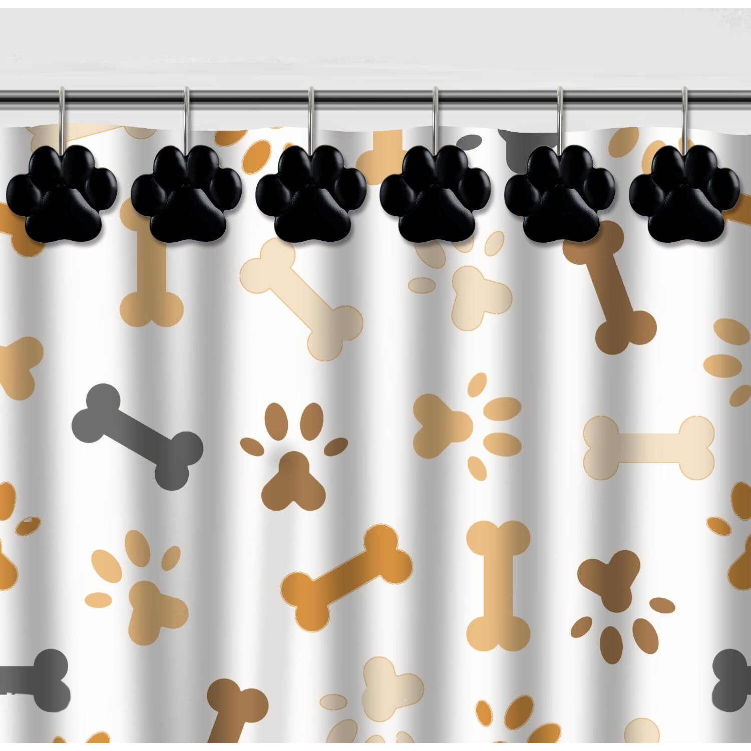 Ctohn 12 Pieces Cat Paw Print Shower Curtain Hooks Rings  Cute Dog Paw Print Decorative Shower Hooks For Shower Curtain  Stainless Steel Decorative Shower Hangers Rings For Bathroom
