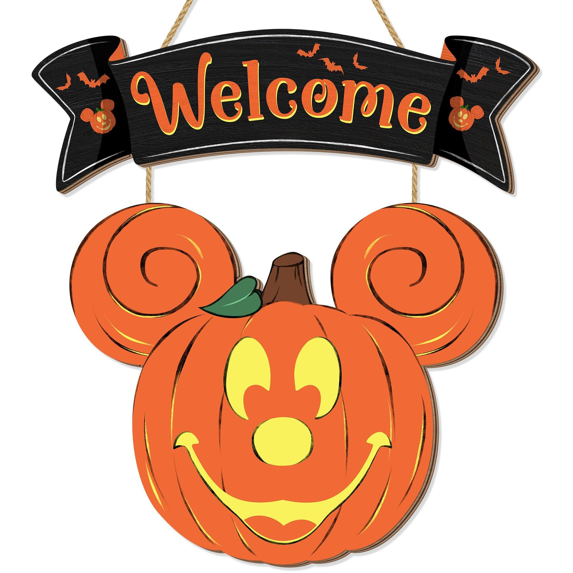 Halloween Mouse Pumpkin Decorations  Halloween Mouse Welcome Hanging Sign For Front Door  Happy Halloween Wooden Pumpkin Signs  Wood Door Hanger Ornaments For Home Window Wall Decor