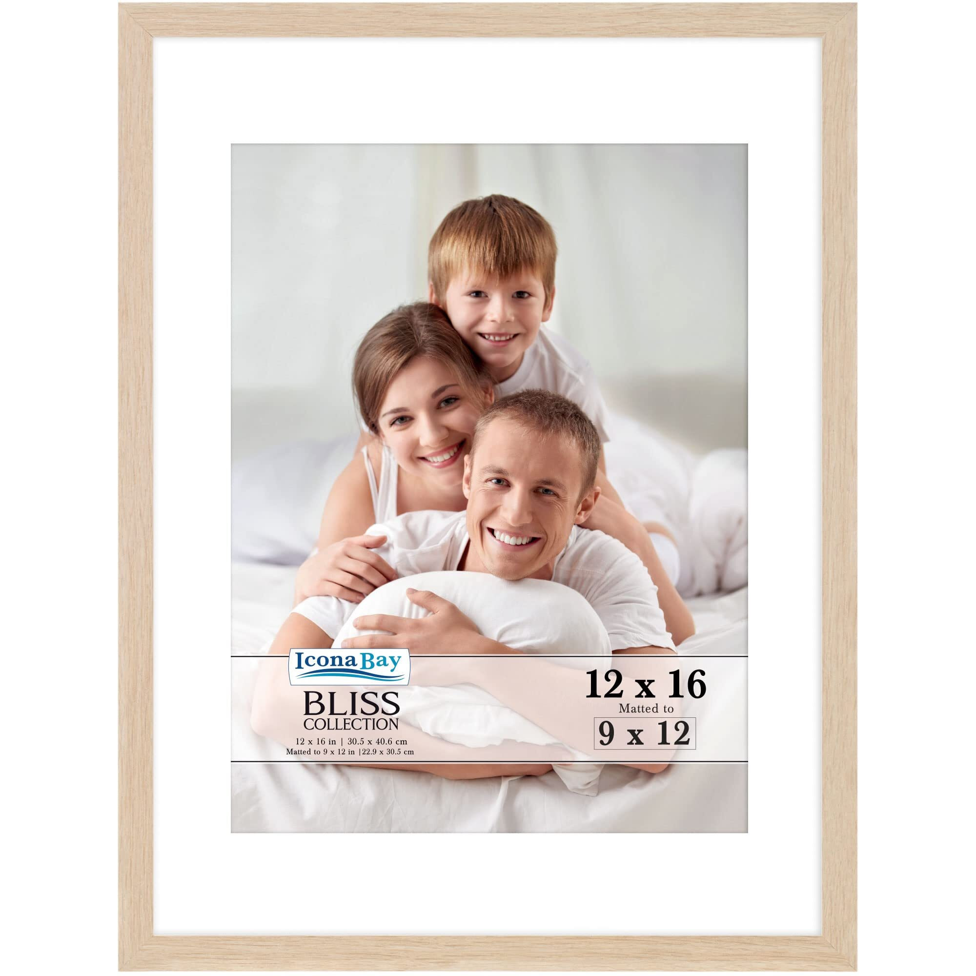 Icona Bay 12X16 Light Oak Picture Frame Fits 11X15 Photos With Mat To 9X12 Image  Modern Style Wood Composite Poster Frame  Wall Mount Only  Bliss Collection