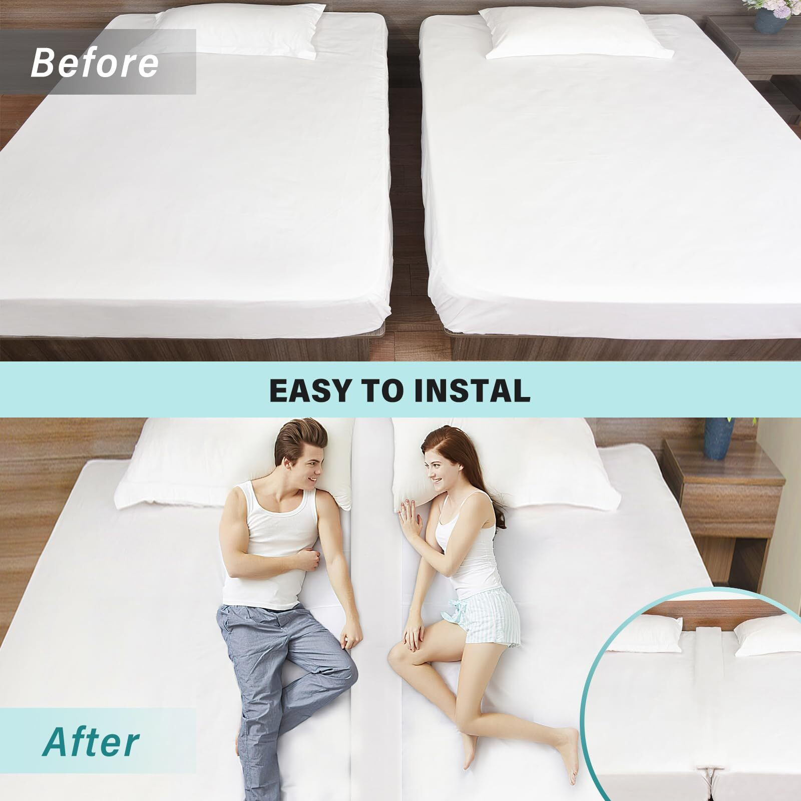 Enitya Split King Gap Filler For Adjustable Bed Mattress Bridge-Twin/Twin Xl To King Converter Twin Bed Connector To King Making For Stayover Family Room And Vacation Rentals(79"" L X 10"" W)