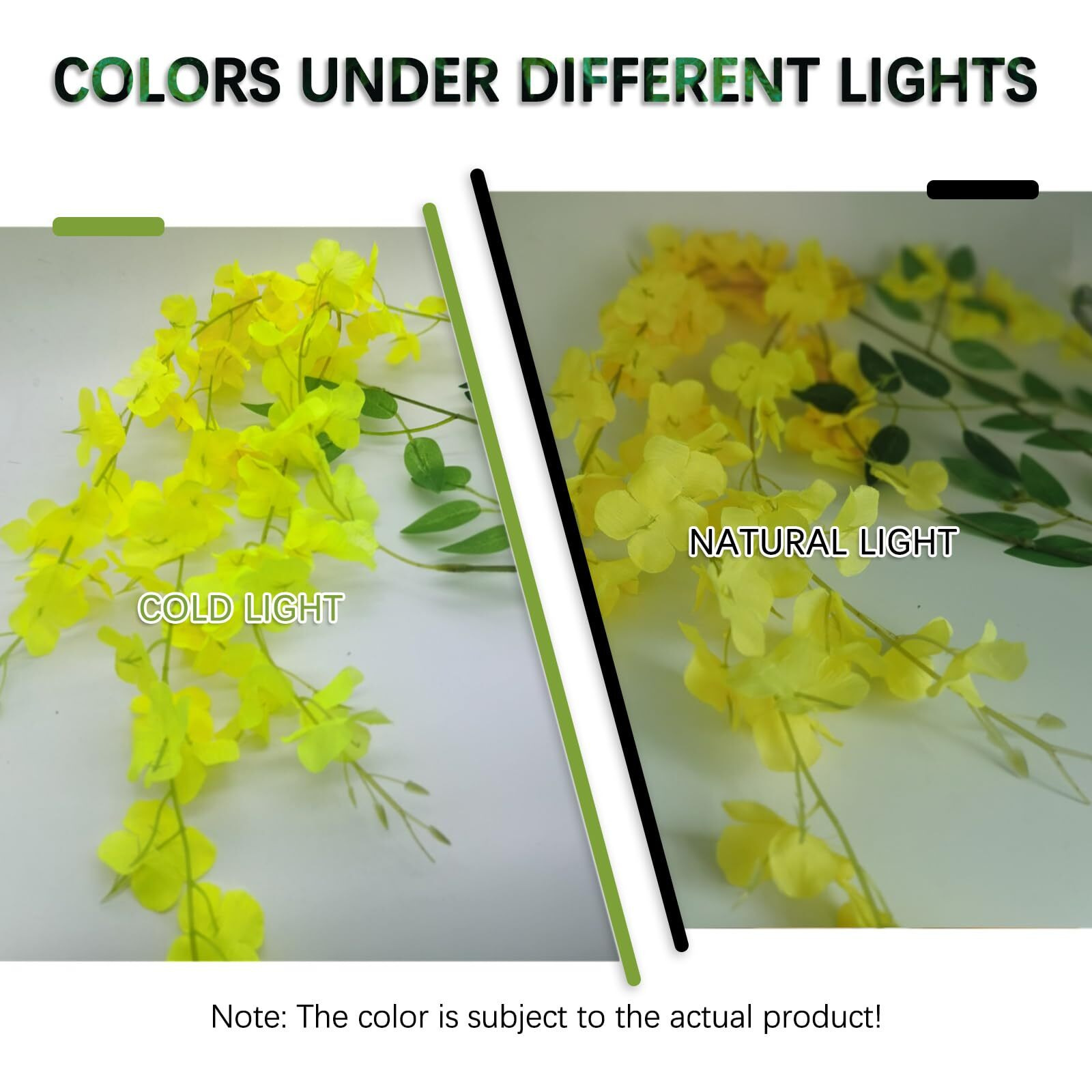 Yellow Artificial Wisteria Flower Vines  3.77 Feet Yellow Wisteria Hanging Flowers Garland  24 Pack Fake Yellow Wisteria  Hanging Vines For Photo Backdrop  Trailing Flower  Yard Flower Vines Decor