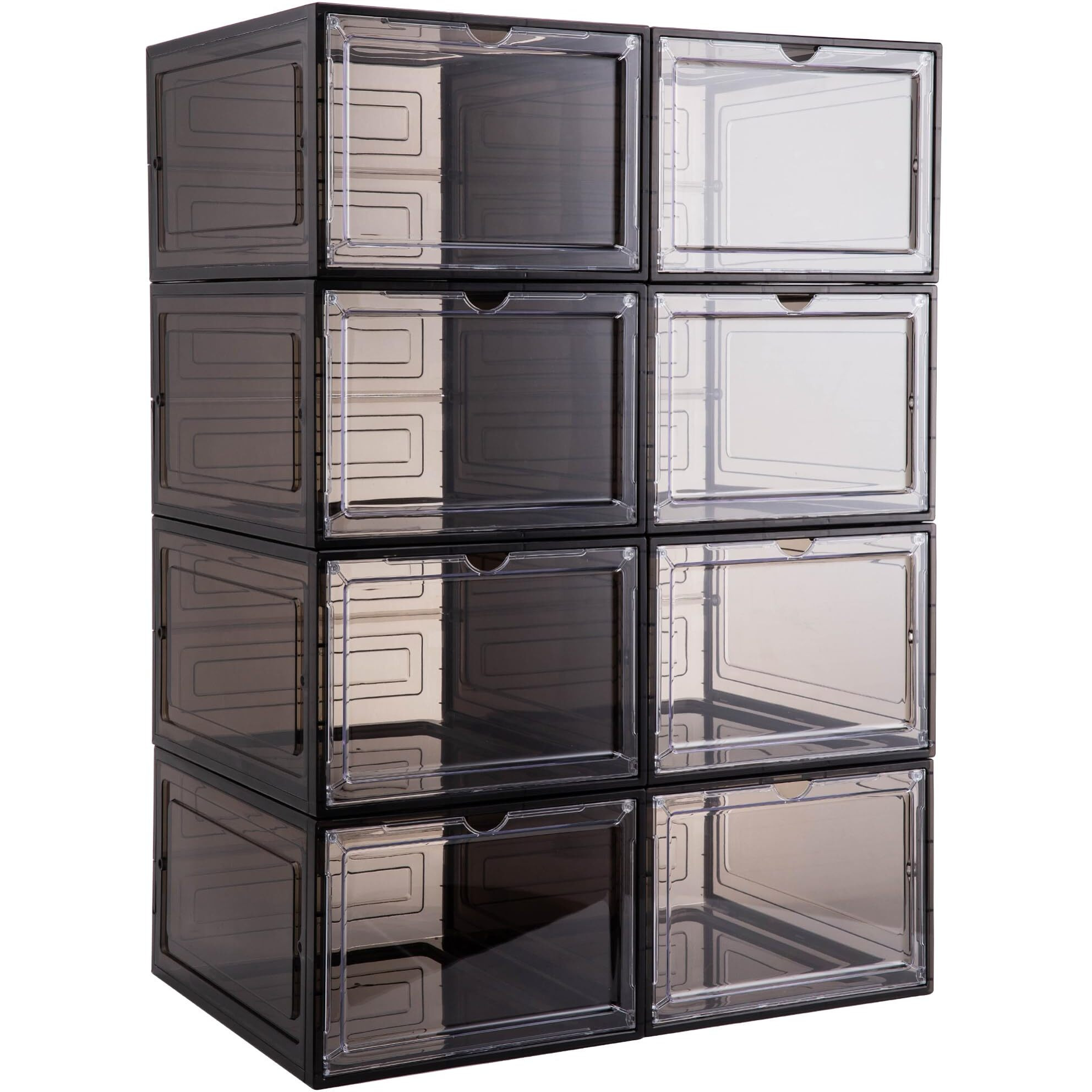 Attelite Upgrade Harder Solid Plastic Hat Organizer For Baseball Caps  8 Pack Stackable Hat Storage Box  Hat Holder With Clear Magnetic Door  Hat Rack  Stylish Hat Display(Xl-Black)