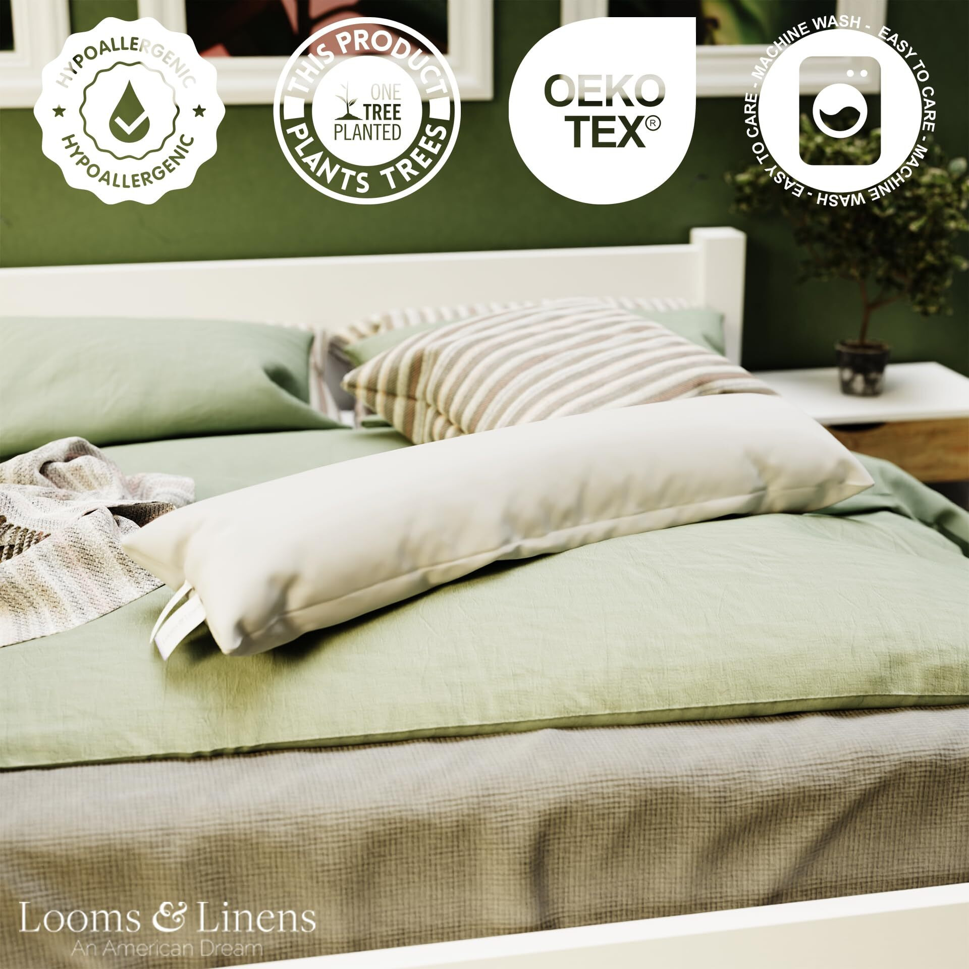 Looms & Linens 12X36 Inch Long Lumbar Pillow Insert - Hypoallergenic Down Alternative Cushion Filler - Extra Long Boudoir Pillow Insert Pillow Stuffing For Couch Pillows