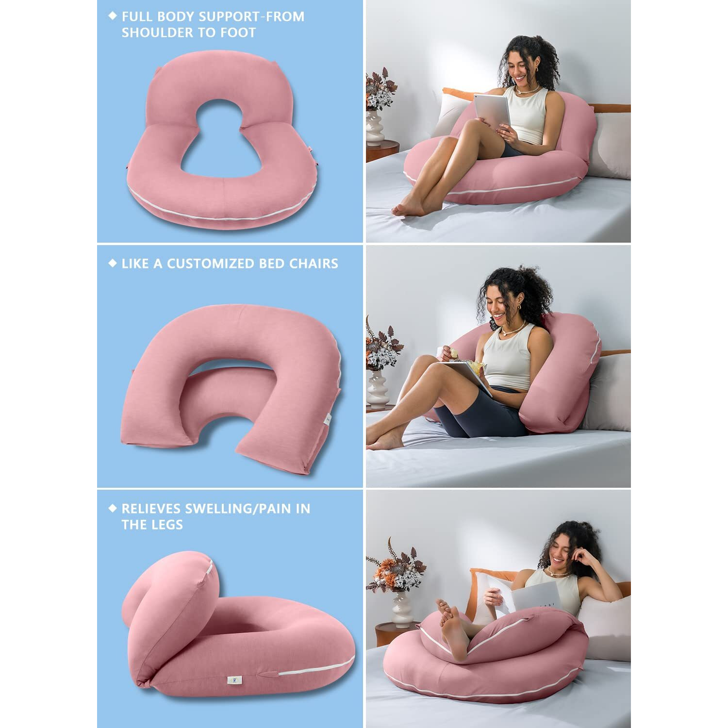 Insen Reading Pillow  Back Pillow For Sitting In Bed For Reading  Nurse & Relax  Reading Pillow For Adults  Moms & Kids  Sit Up Pillow For Bed