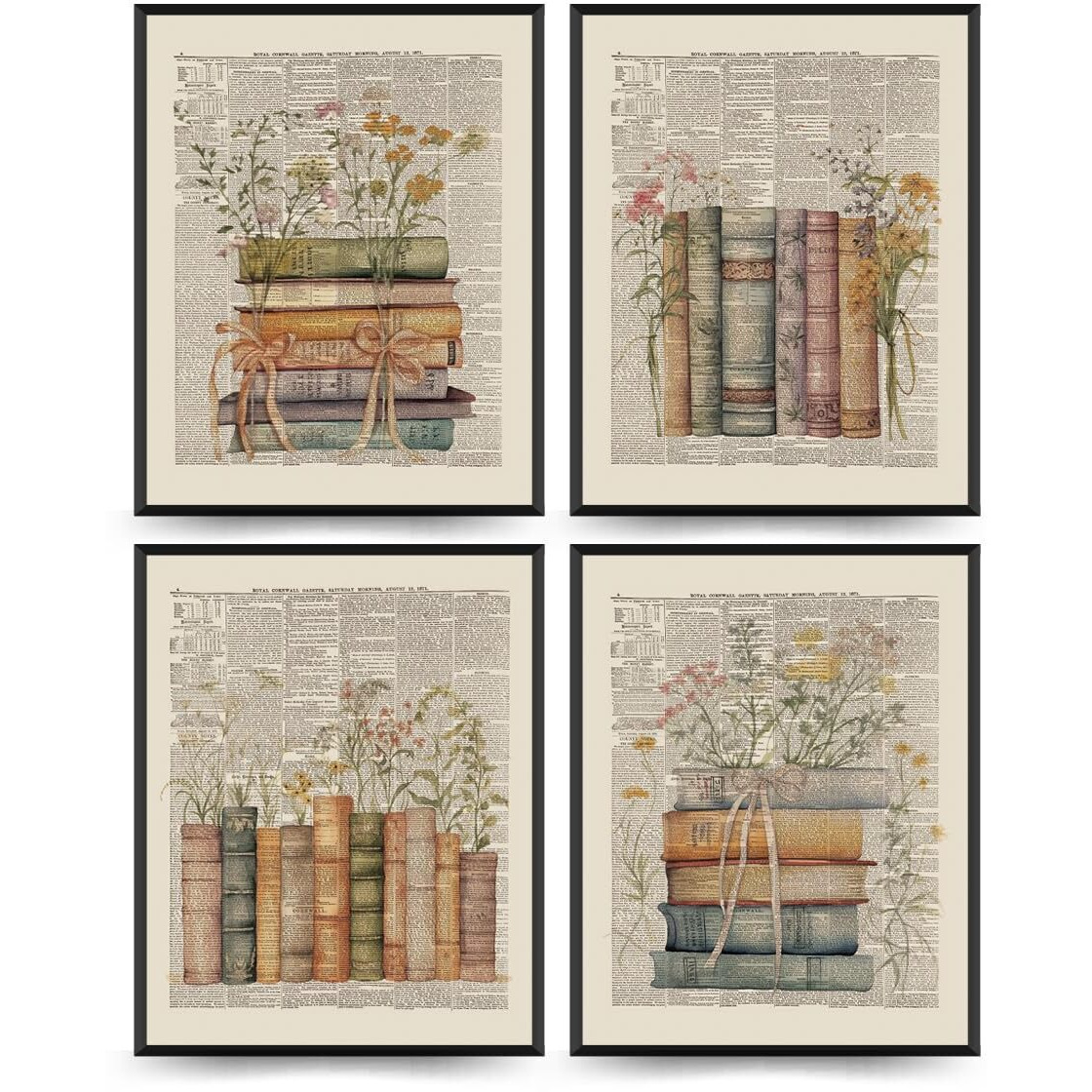 Plkmn Vintage Book Reading Posters For Library 8X10  Book Club Decorations  Library Decor  Retro Vintage Book Wall Art For Reading Room Classroom Nursery  Book Lovers Gifts  Set Of 4 Unframed