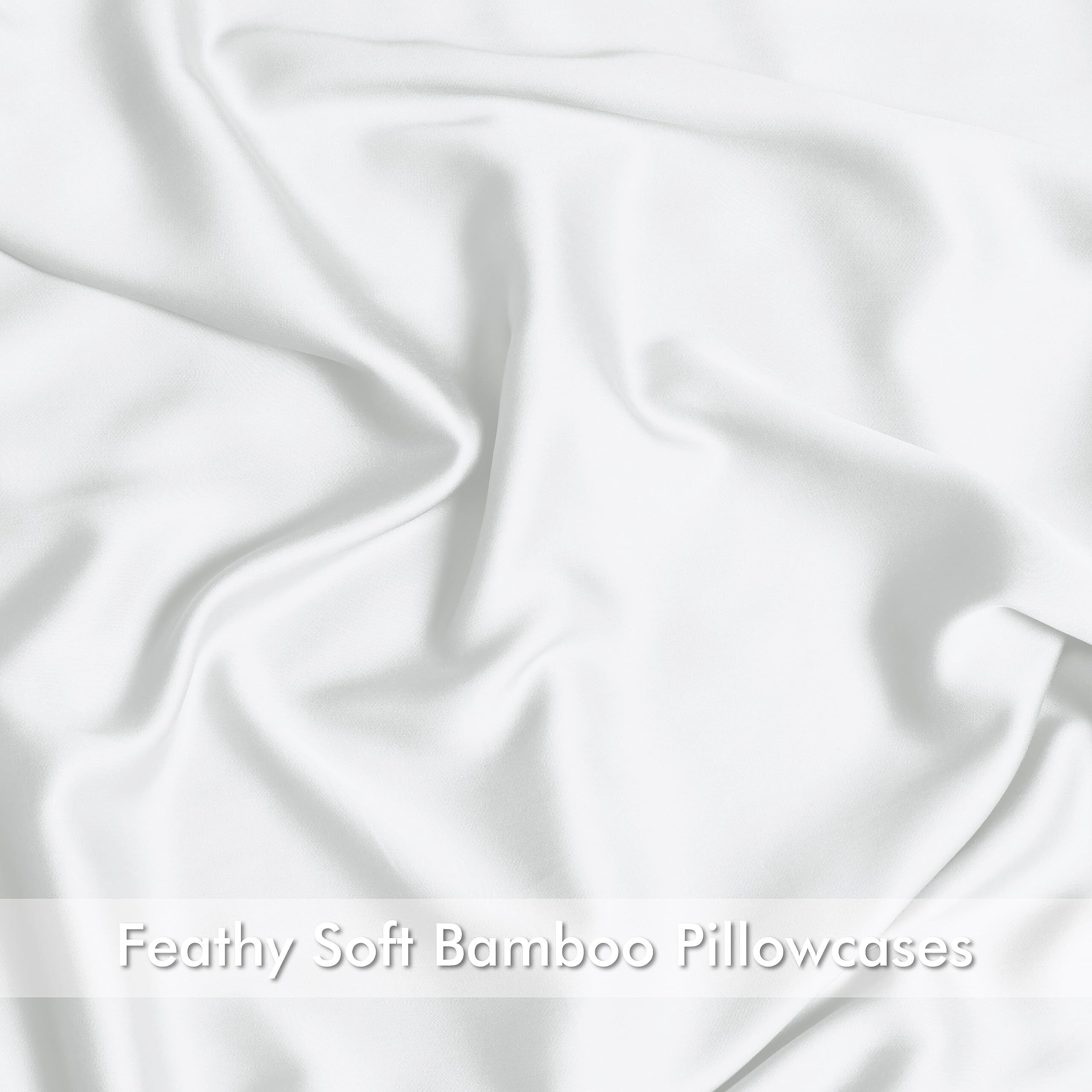 4 Pack Cooling Pillowcasess For Hot Sleepers & Night Sweats  400 Tc Bamboo Viscose Pillow Protectors  Zippered Pillow Cases King Size  Breathable Silky Soft Pillow Covers  White  20X36