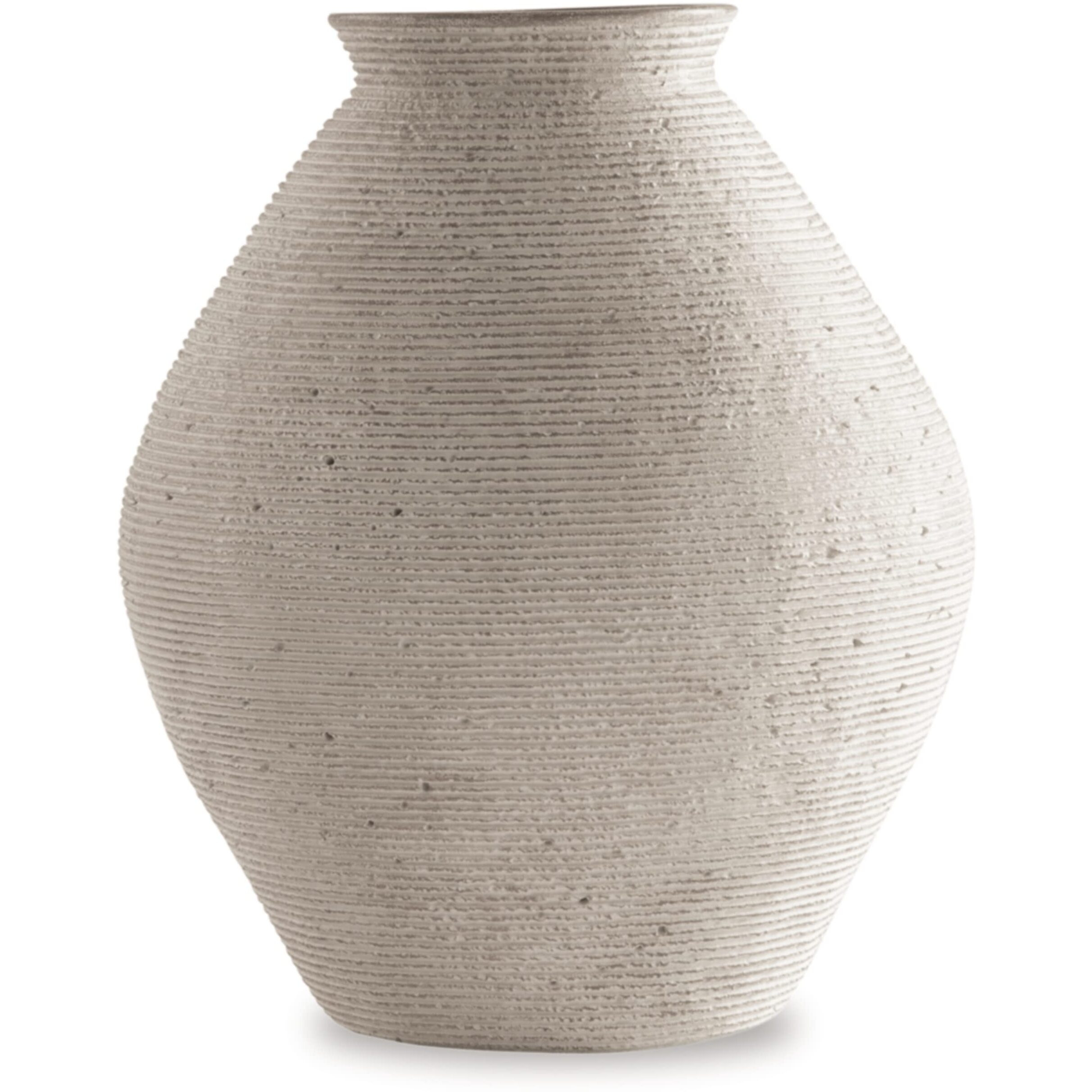 Signature Design By Ashley Hannela 12"" Modern Distressed Polyresin Vase  Antique Tan