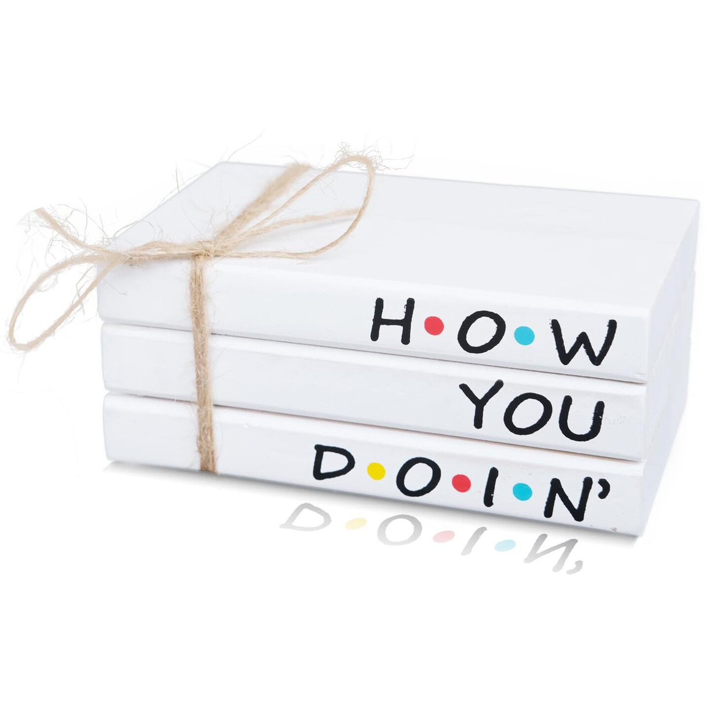 Rukejune Friends Tv Show Merchandise Sign For Home Tiered Tray Decor  Mini Decorative Wood Book Stack For Shelf Accent  Funny Friendship Gifts - How You Doing Sign