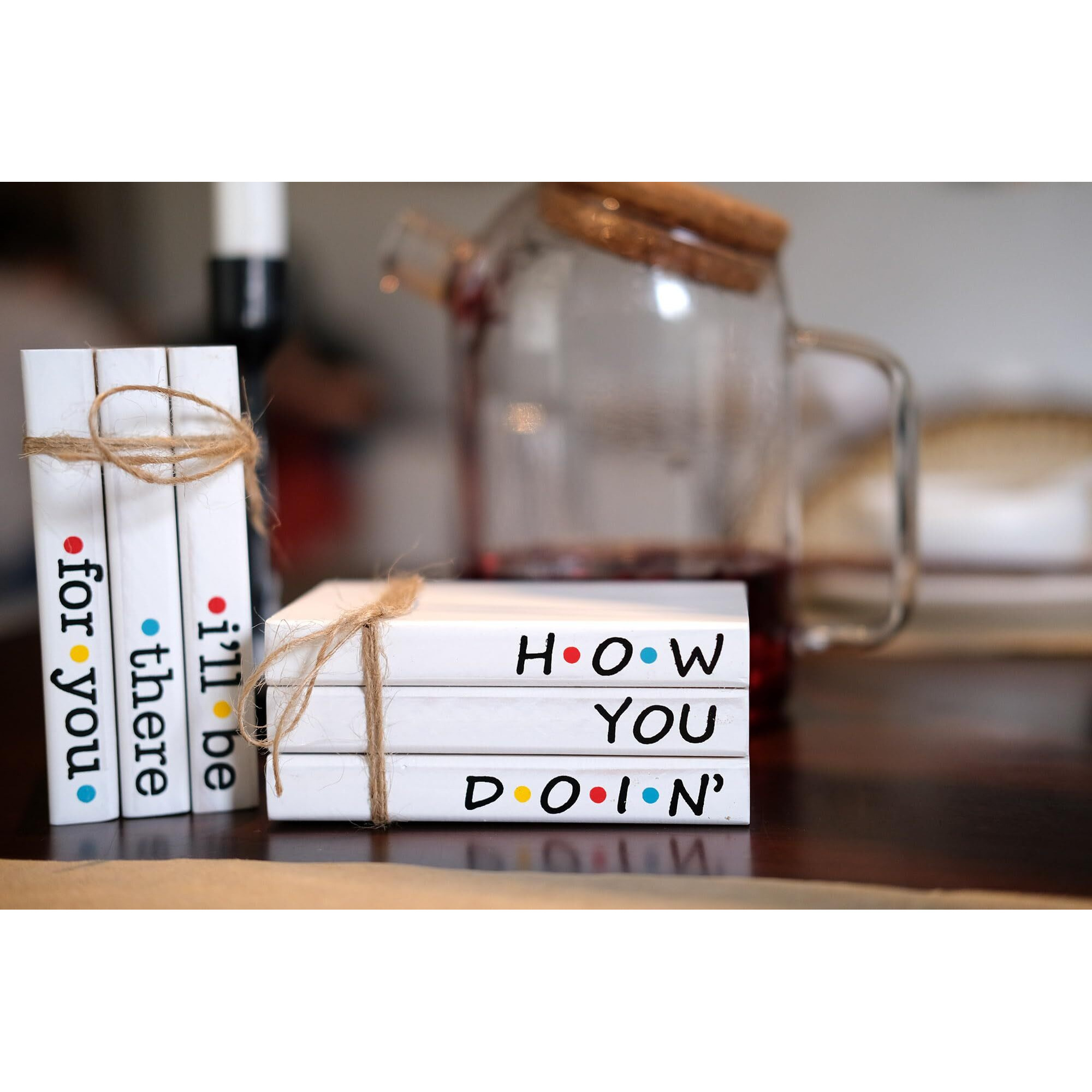Rukejune Friends Tv Show Merchandise Sign For Home Tiered Tray Decor  Mini Decorative Wood Book Stack For Shelf Accent  Funny Friendship Gifts - How You Doing Sign