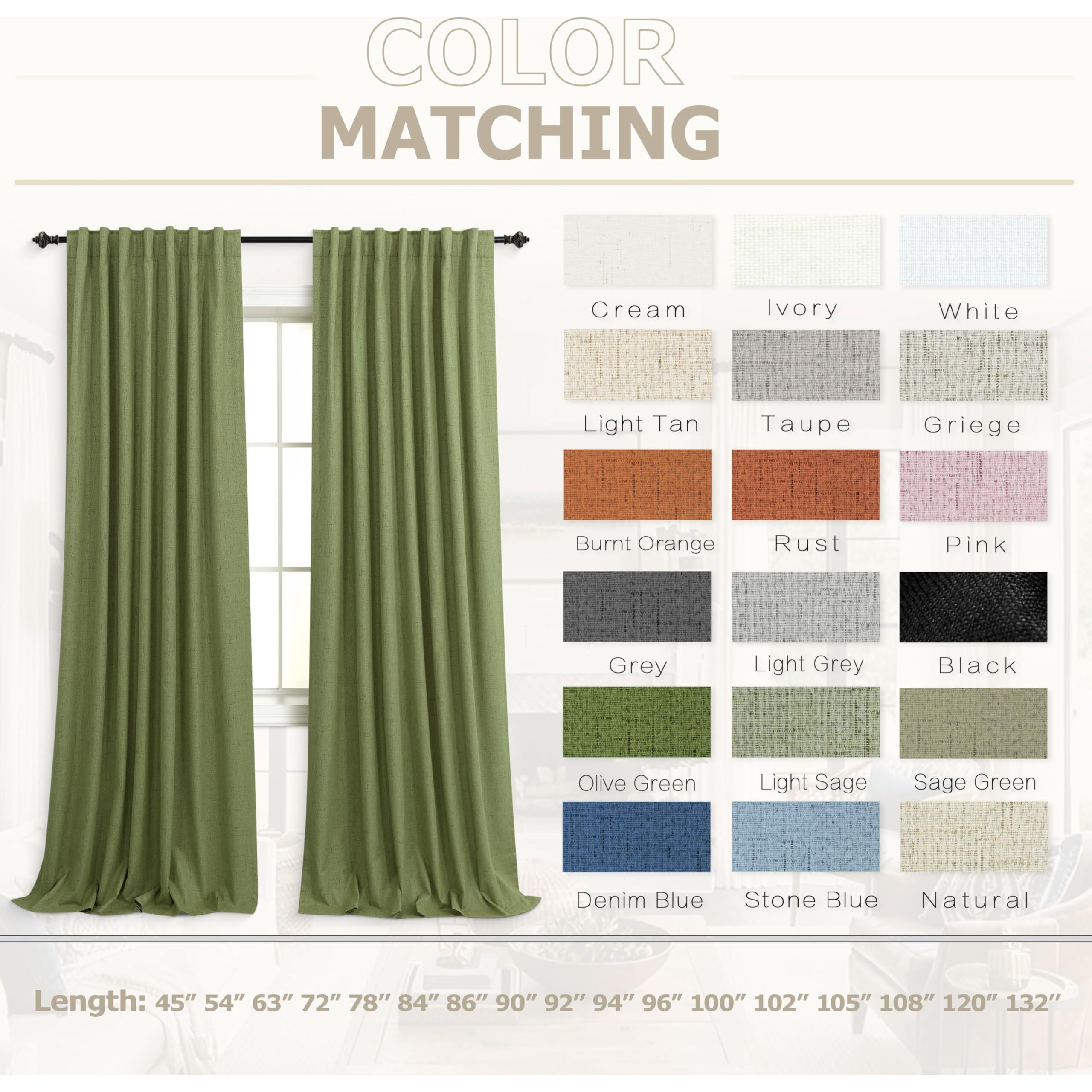 Koufall Mid Century Modern Curtains For Bedroom Living Room Olive Green Blackout Retro Curtains For Christmas 90 Inch Length Long 2 Panel Set