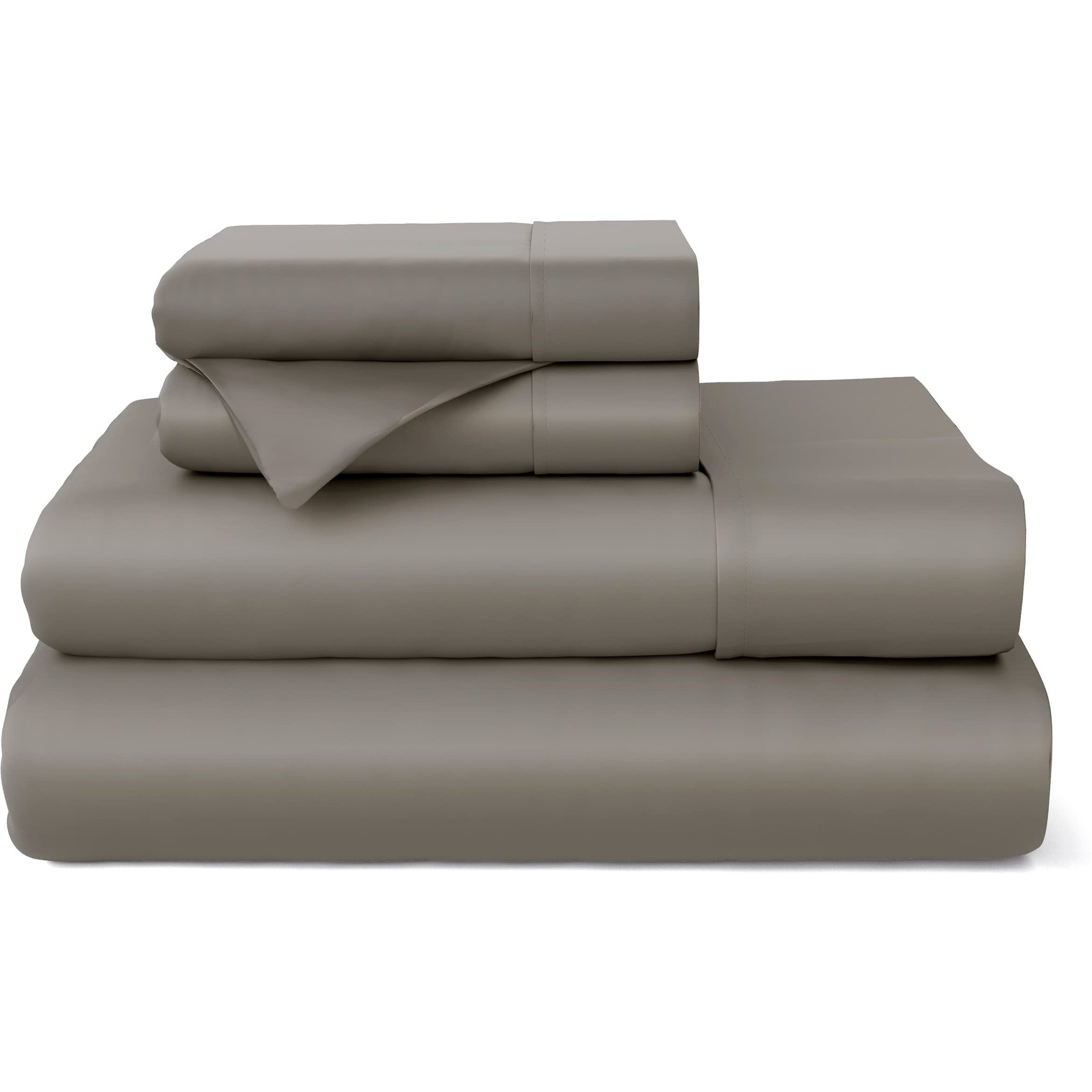 Cosy House Collection 100% Rayon Derived From Bamboo Bed Sheet Set - Cooling  Breathable  Silky Soft 4-Piece Deep Pocket Bedding Set (Queen  Grey)