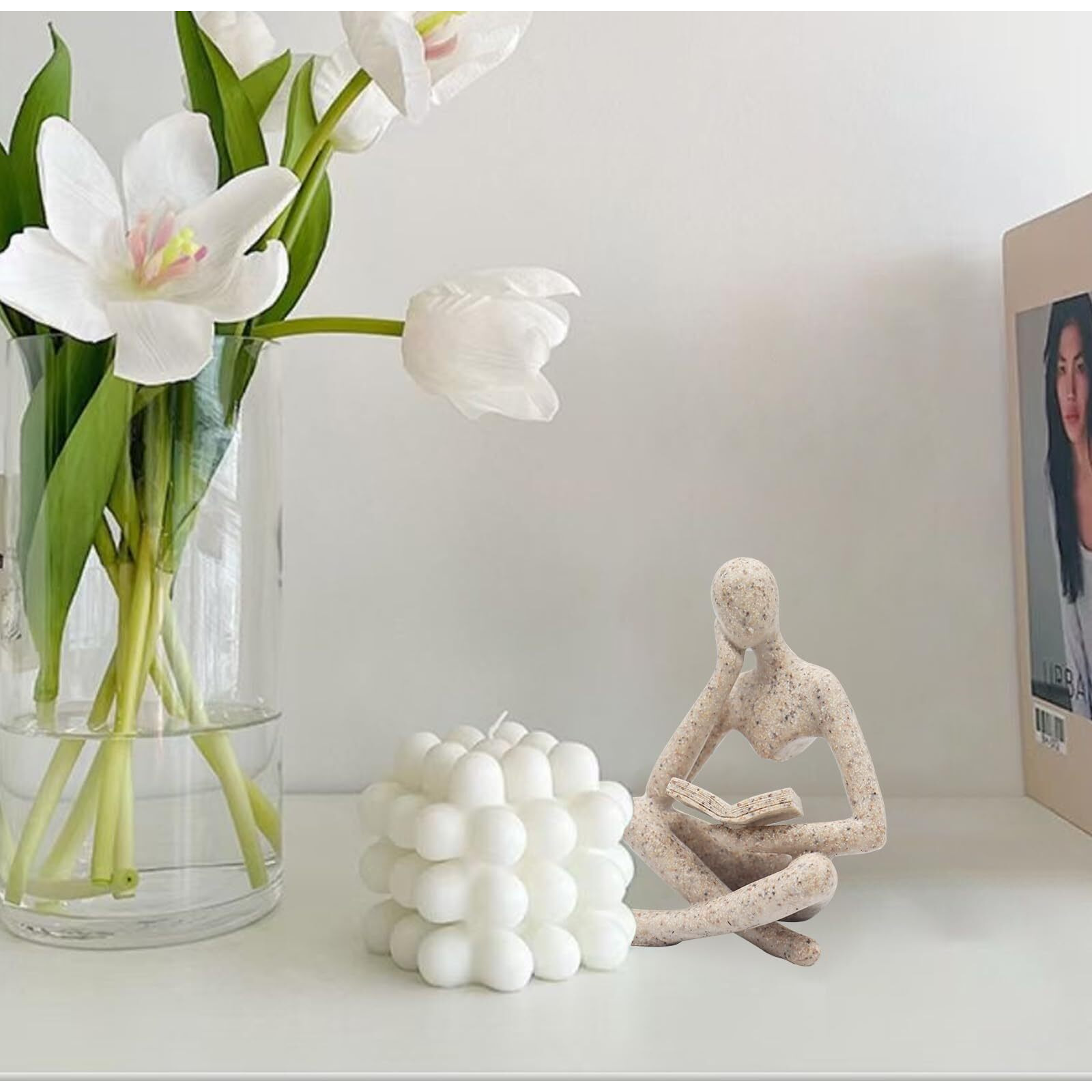 Reading Women Statue  Thinker Sculptures  Abstract Art Ornament  Modern Aesthetic Figurine Decoration  Suitable For Home Living Room Bedroom Office Shelf Table Desk Bookshelf Decor