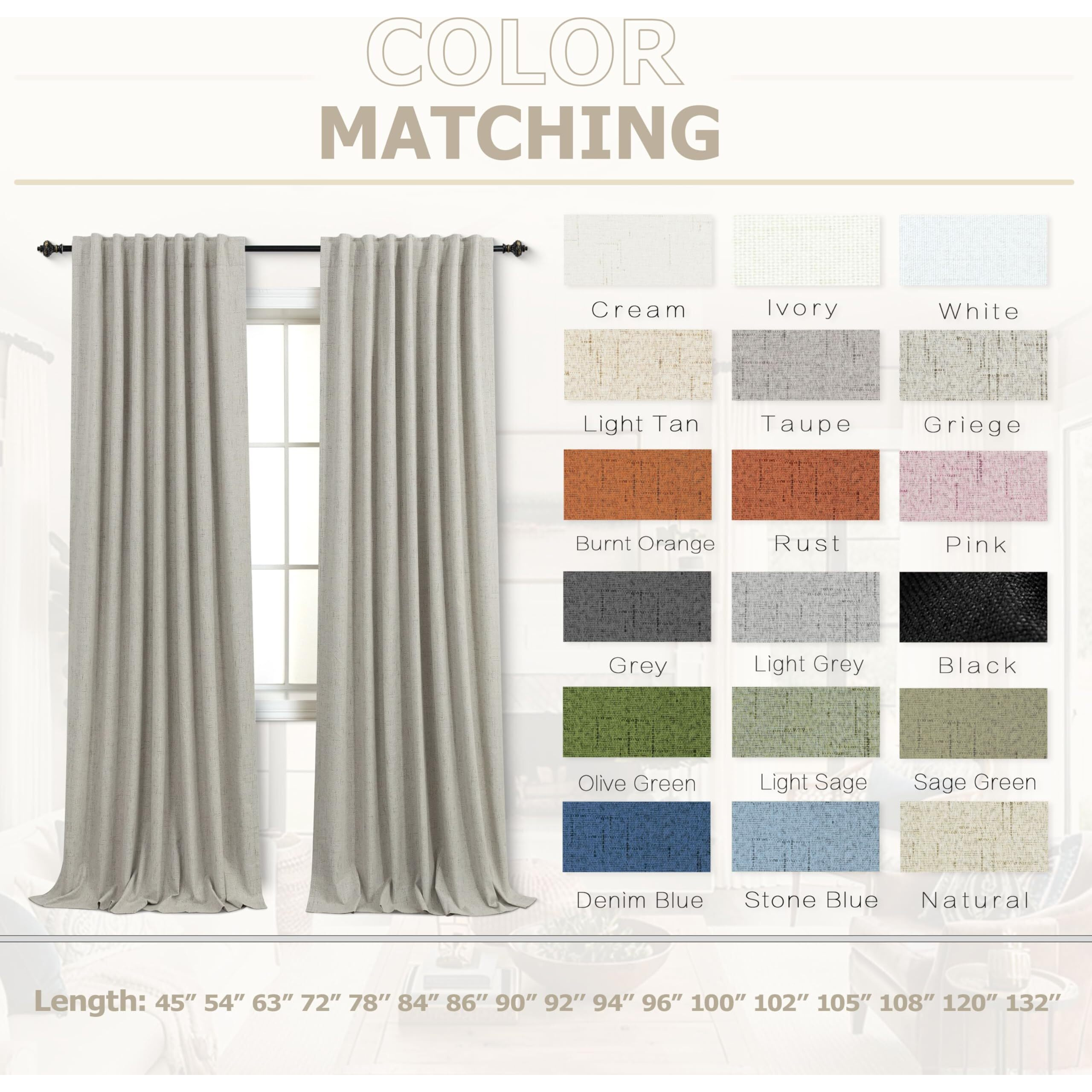 Koufall Rustic Country Curtains For Living Room Greige Dark Beige Blackout Faux Flax Linen Look Burlap Curtains Farmhouse For Bedroom 84 Inches Long