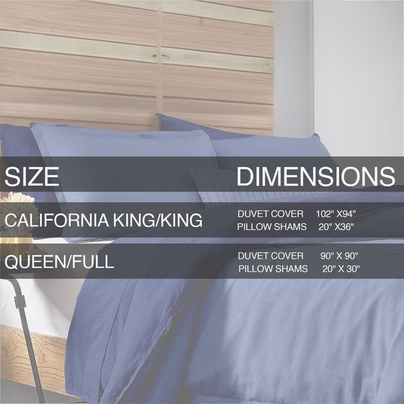 King Size Duvet Cover Set Egyptian Cotton Reversible 1000 Thread Count 1 Duvet Cover & 2 Pillow Shams Long Staple Quilt Silky Soft  Breathable With Zipper -3 Piece Set (Navy Blue/Medium Blue)