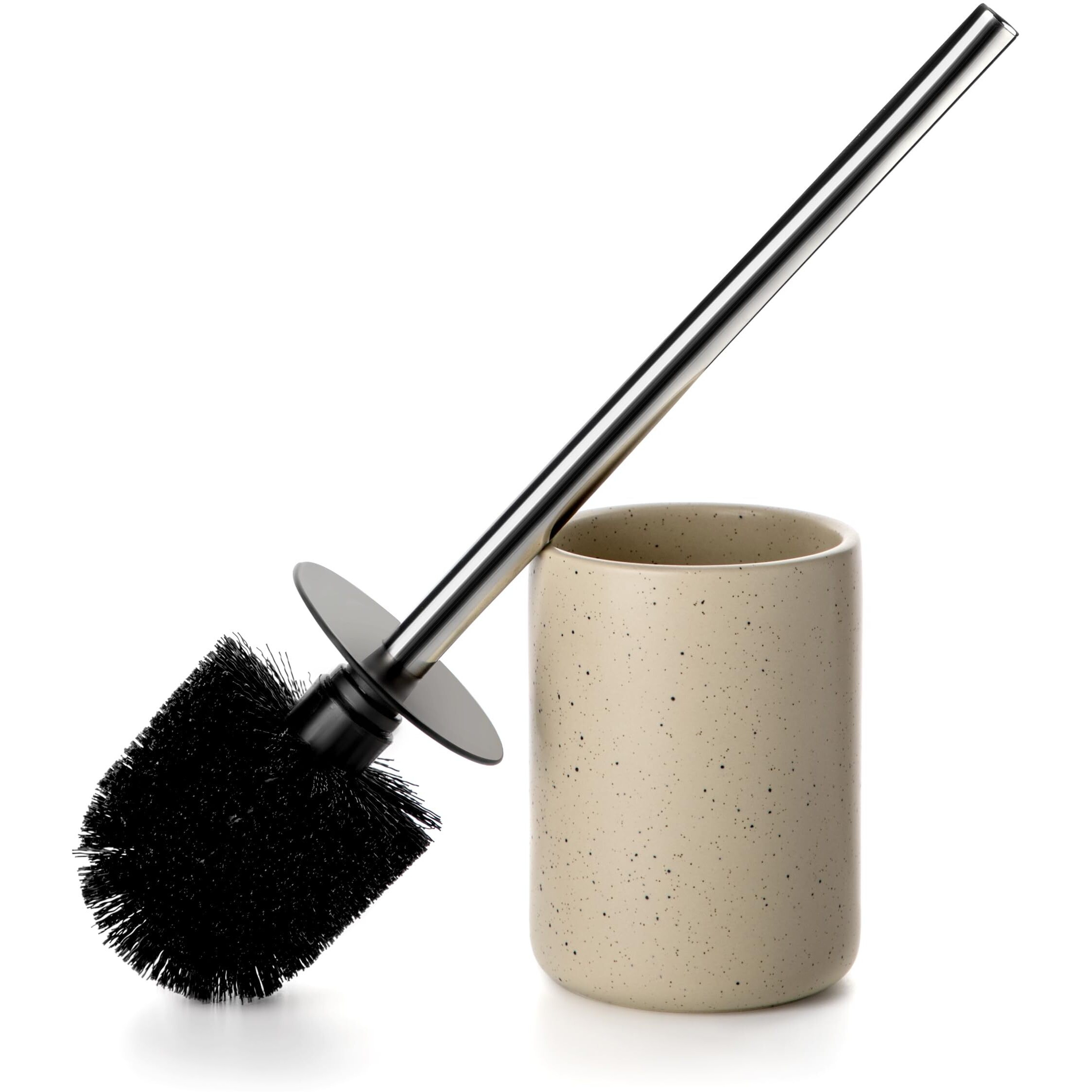 Viosuniu Ceramic Toilet Brush And Holder Set -Freestanding Deep-Cleaning Toilet Bowl Cleaner Brush  Stainless Steel Handle  Small &Sturdy For Storage  Easy To Clean  Non-Scratching  Rust-Proof(2 Pack)