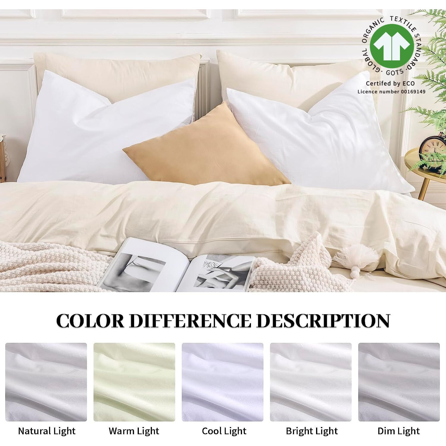 Nexhome Pro Body Pillow Pillowcase 100% Organic Cotton Pillow Cover  Envelope Closure Linen Feel Textured Natural  Soft And Durable  Premium Cooling Pillow Cases For Bed 1Pc (20X54 Inch  White)