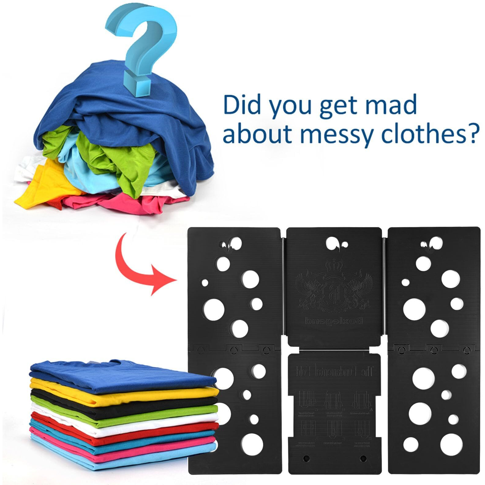 Boxlegend V5 Shirt Folding Board T-Shirt Folder Clothes Folder Laundry Organizer Helper For Adult Clothing Durable Plastic Folding Tool  Black