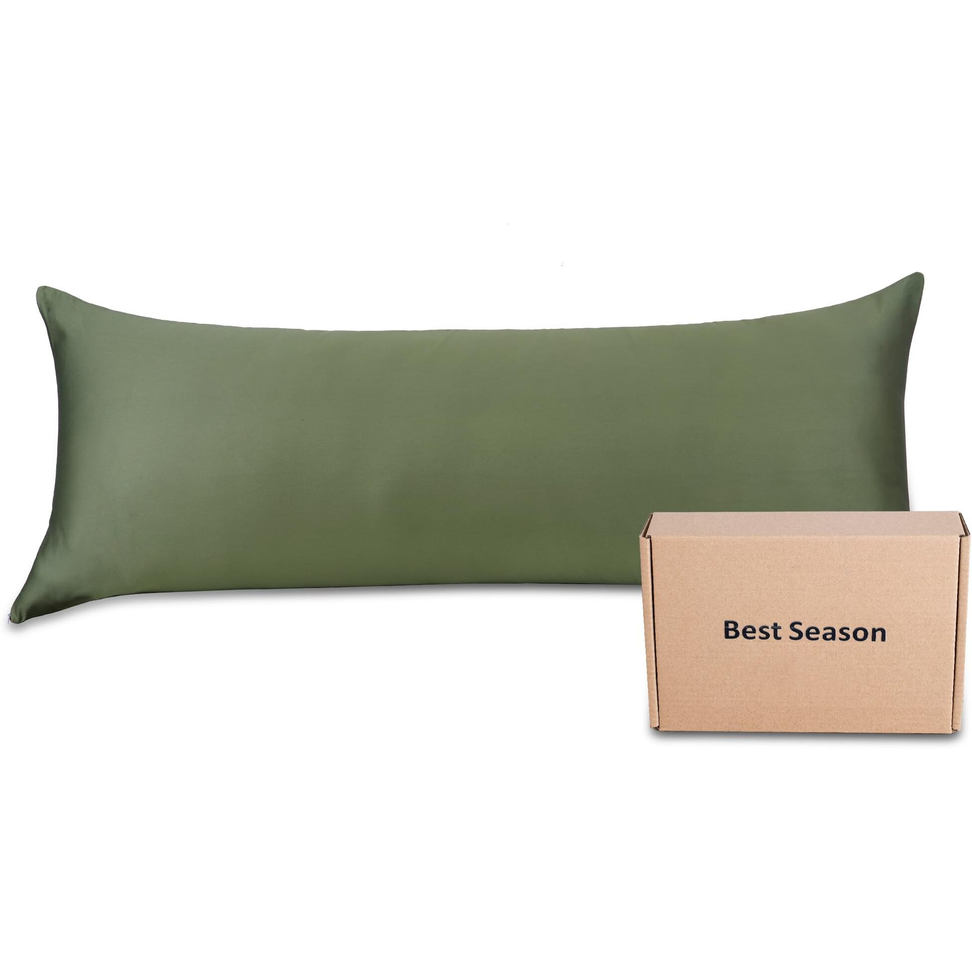 100% Cotton Body Pillow Case Cover With Zipper Wrinkle-Free  Super Soft Pillowcase For Body Pillow  Breathable Long Pillow Protector 21"" X 54"" Green