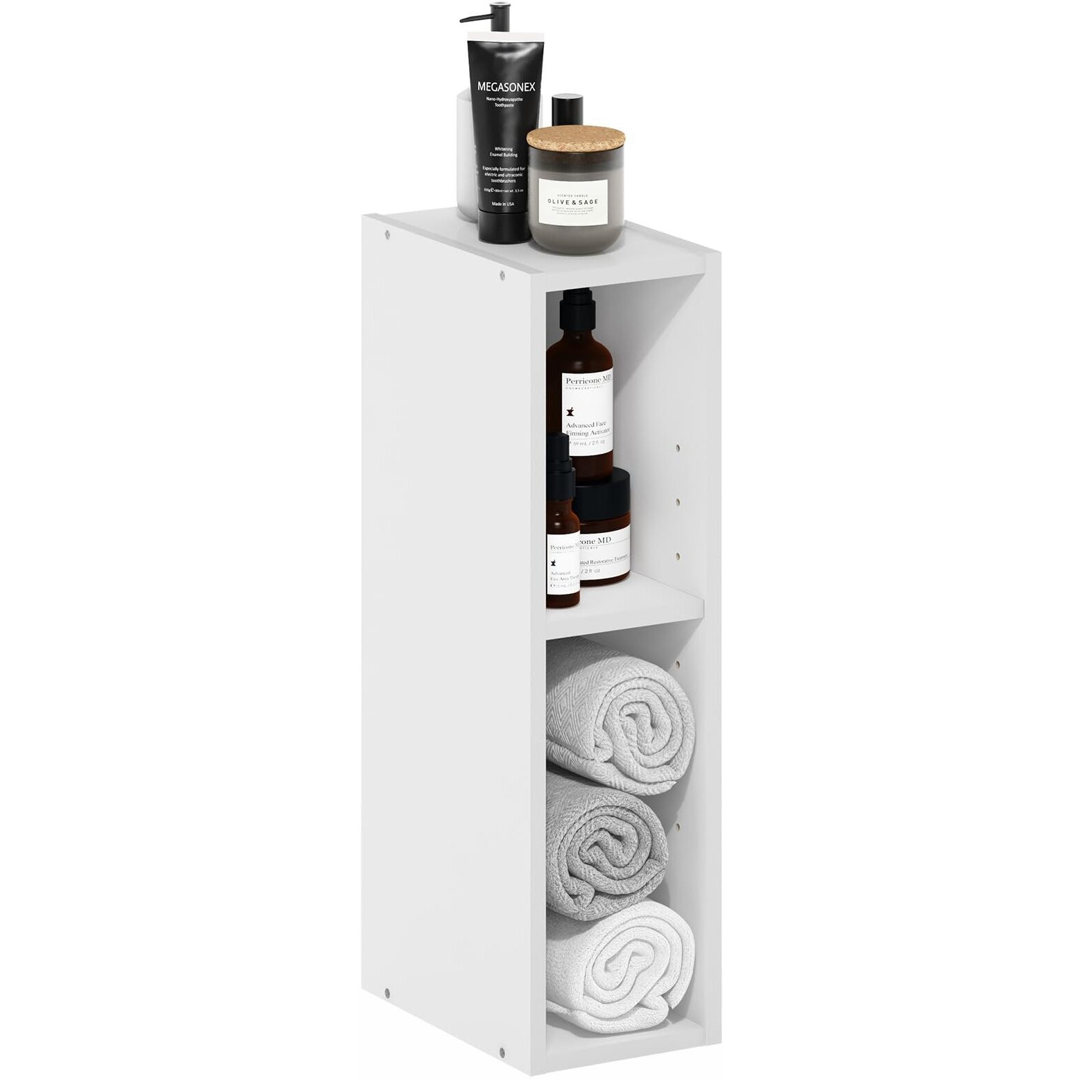 Furinno Fulda 2-Tier Space Saving Storage Shelf Bookcase  6-Inch Width  White