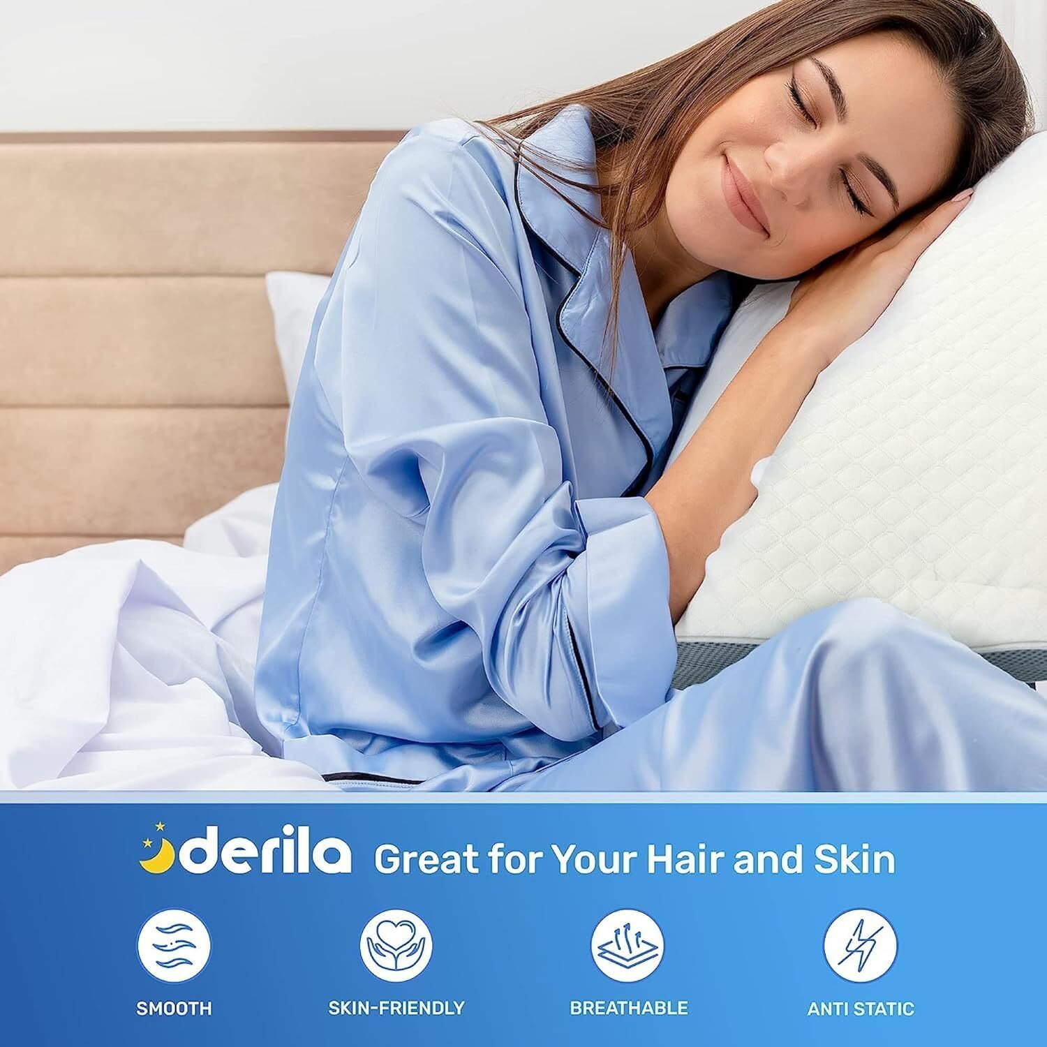 Derila Queen Size Pillowcase | Designed To Keep Your Derila Memory Foam Pillow For Snoring Relief Covered And Protected With This Crisp  Clean  White Pillowcase Made From Premium Materials