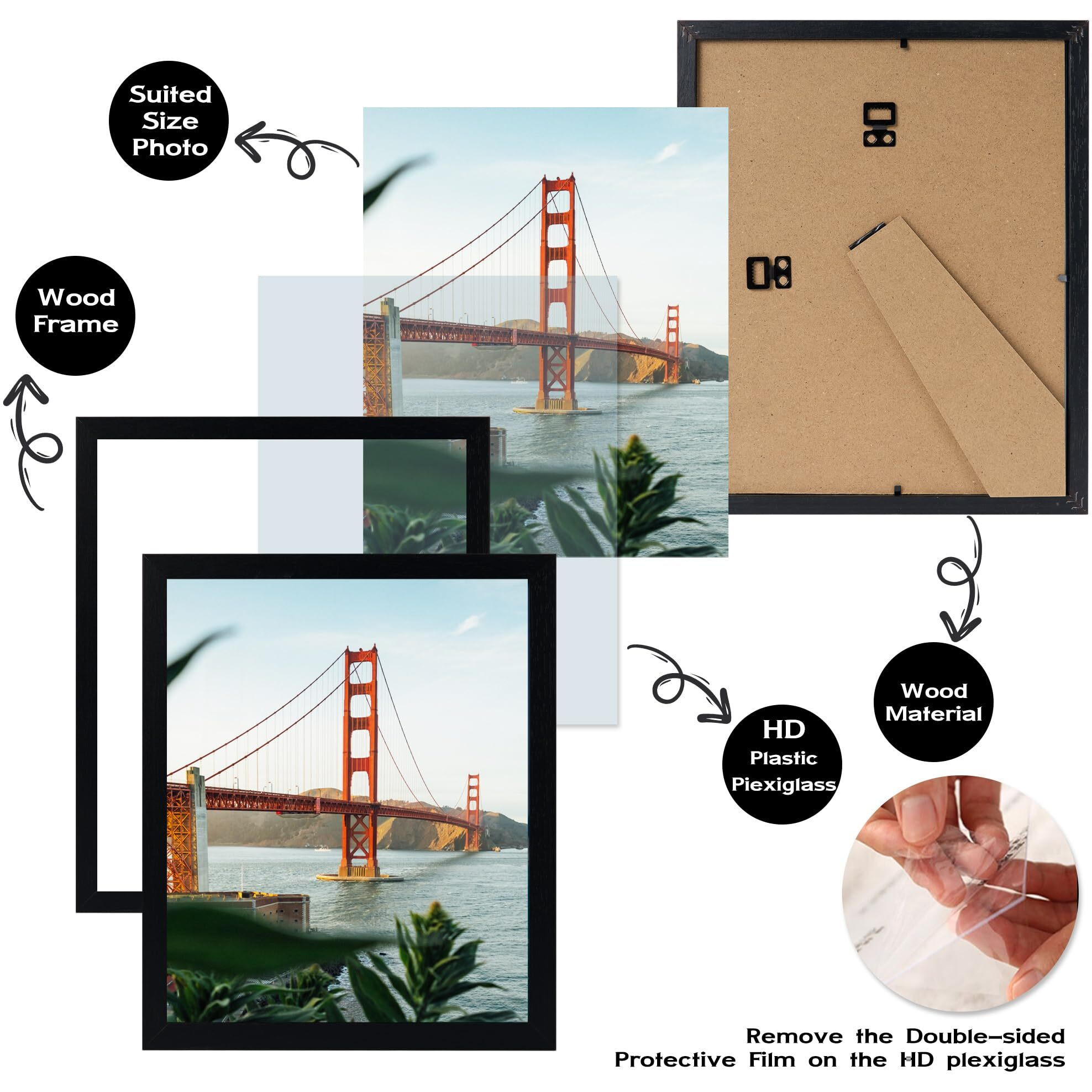 Omishe 6 Pack 5.5X8.5 Picture Frame Black For Wall Hanging Or Tabletop  5.5 X 8.5 Frame Composite Wood Wall Gallery Photo Frame  Black