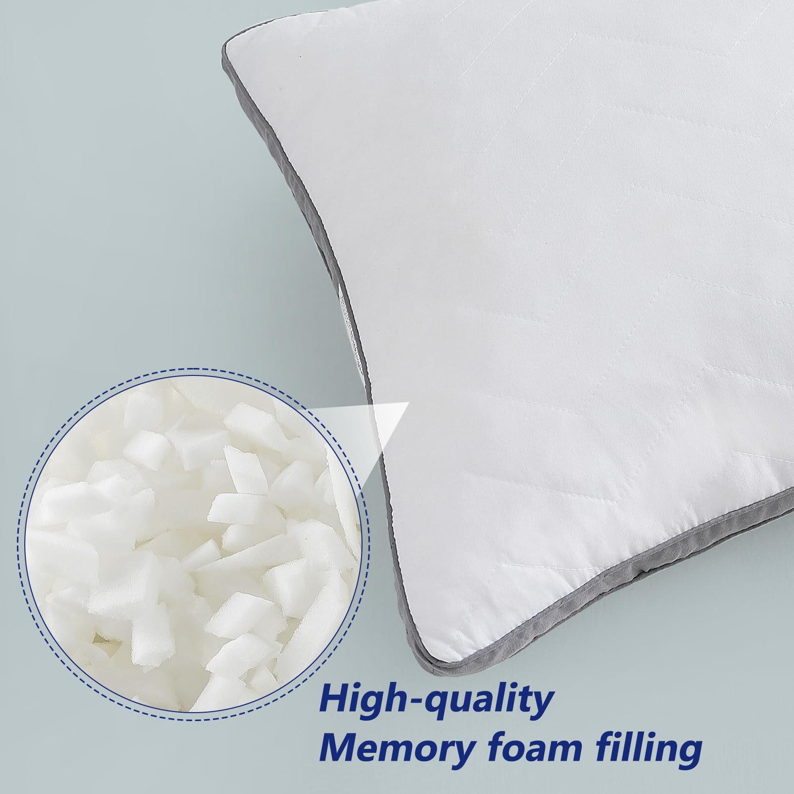 Downcool Quilted Memory Foam Body Pillow - Large Full Body Pillows For Adults - Soft Long Bed Pillows For Side Sleepers - 20X54 Inch (White)