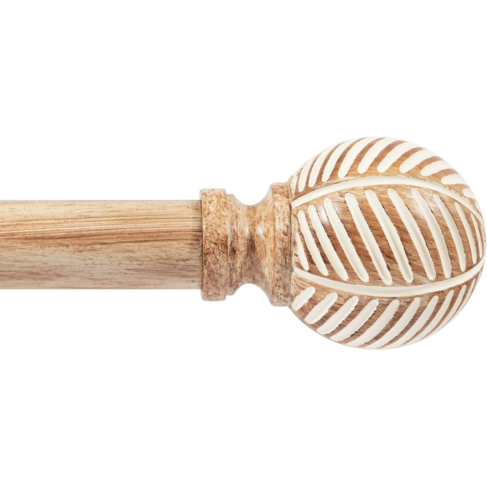 Wood Curtain Rods For Windows 32 To 240  1 Inch Curtain Rod Set  Heavy Duty Drapery Rods With Imitation Wood Grain Leaf Pattern Finials  Indoor/Outdoor Modern Curtain Rod  32""-240""  Brown