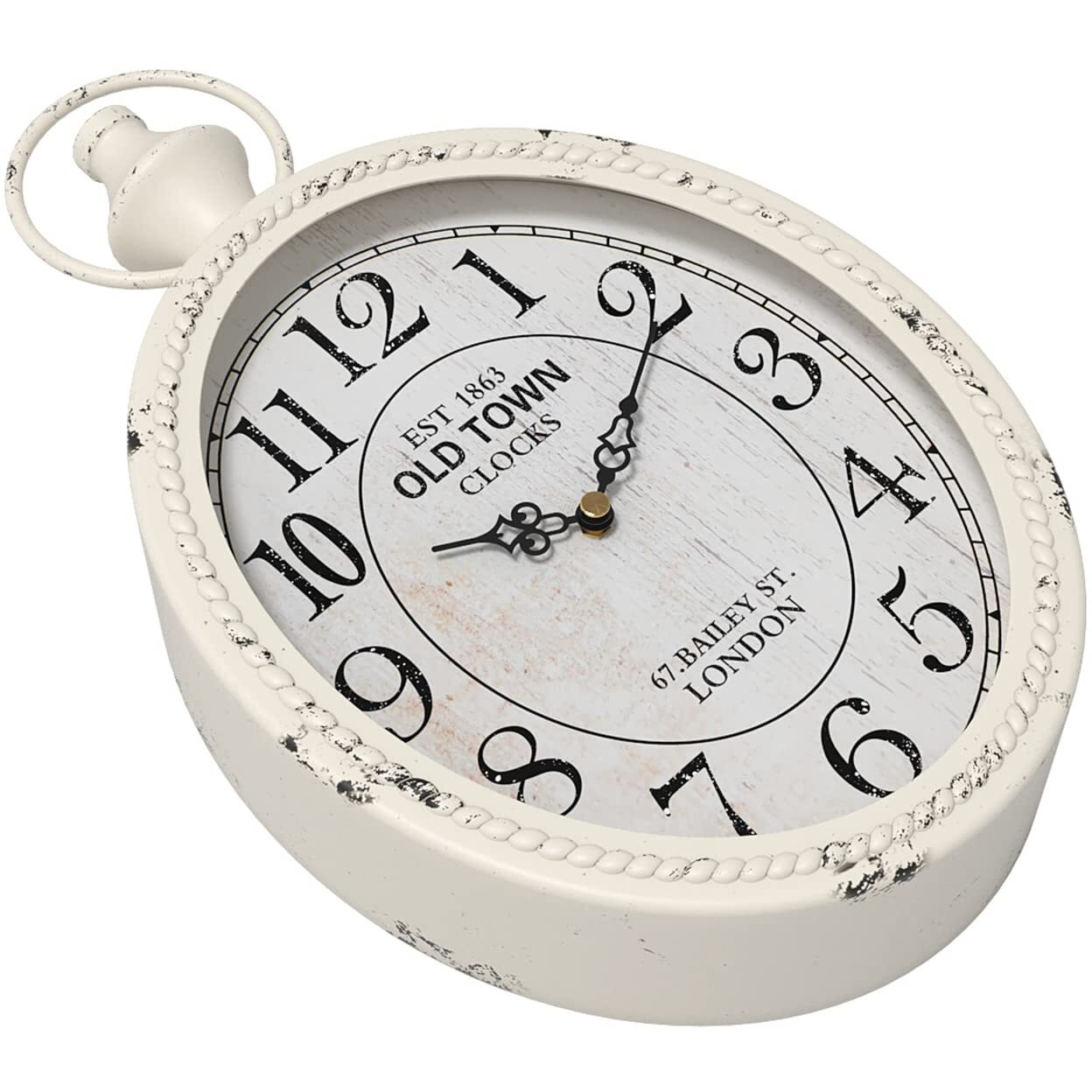 Menterry Small Retro Oval Wall Clock  Antique Old Design  White Vintage Style  Battery Operated Silent Decor Wall Clocks For Kitchen Bedroom Farmhouse Bathroom (11.2"" H X 6.7"" W)