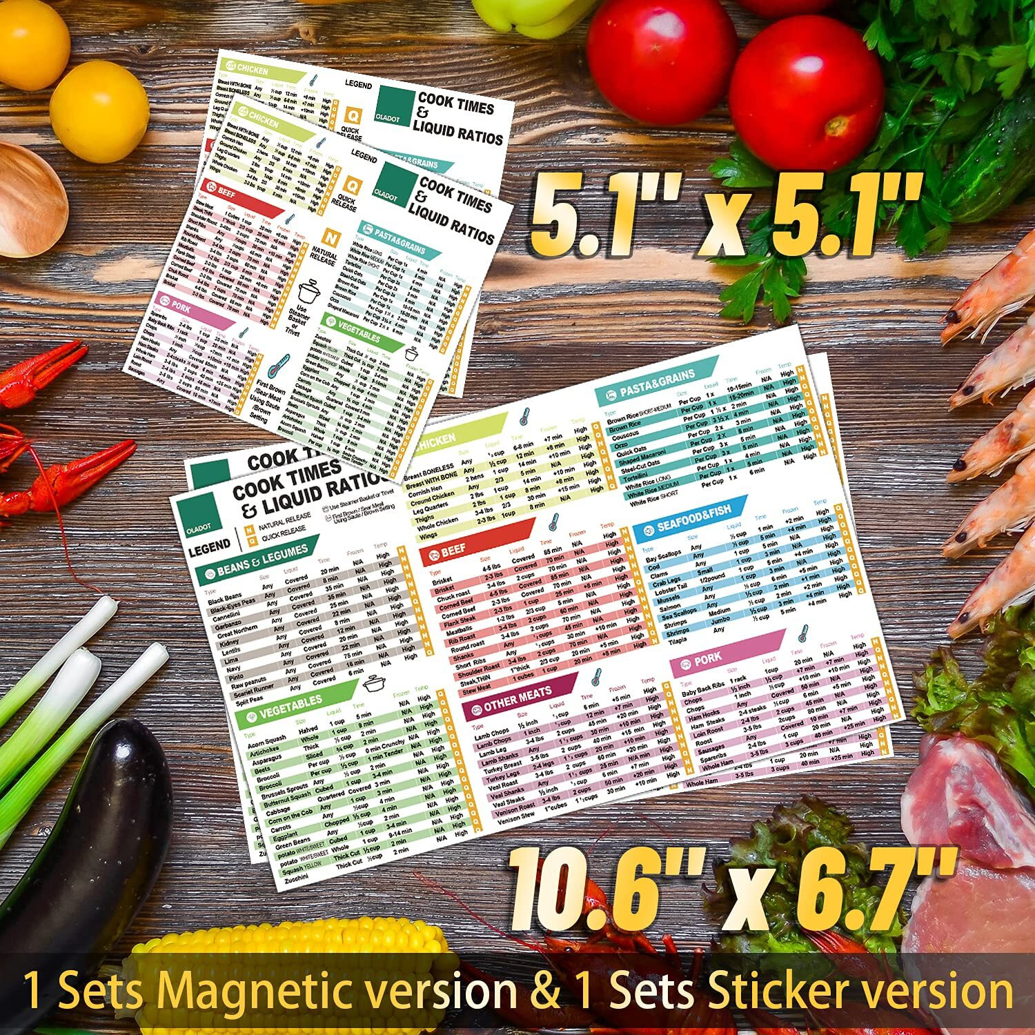 Instant Pot Cheat Sheet Magnet Set Accessories Quick Reference Guide - Healthy Handy Kitchen Recipe Cookbook