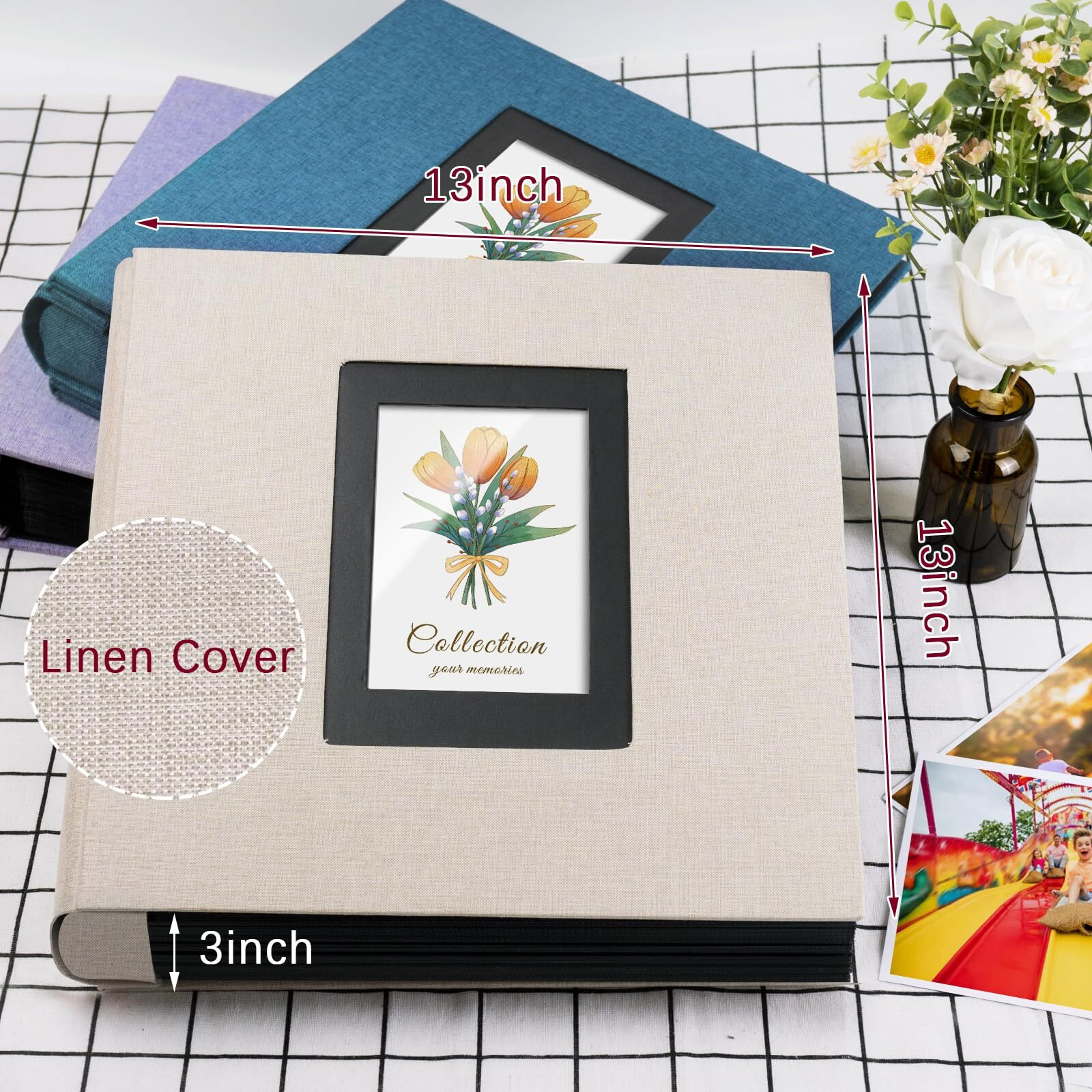 Linen Photo Album 4X6 Large Capacity 1000 Pockets Pictures Fabric Cover Books Albums Wedding School Family Anniversary Baby Memory Engagement Travel Albums(Beige  1000 Pockets)