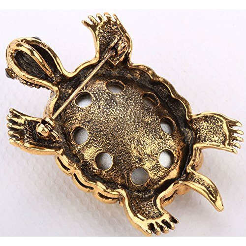 Yacq Women's Big Turtle Pin Brooch + Pendant 2 In 1 - Scarf Holders - Lead & Nickle Free - (2-1/4 X 1-1/2) Inches - Halloween Costume Jewelry Accessories (Green)