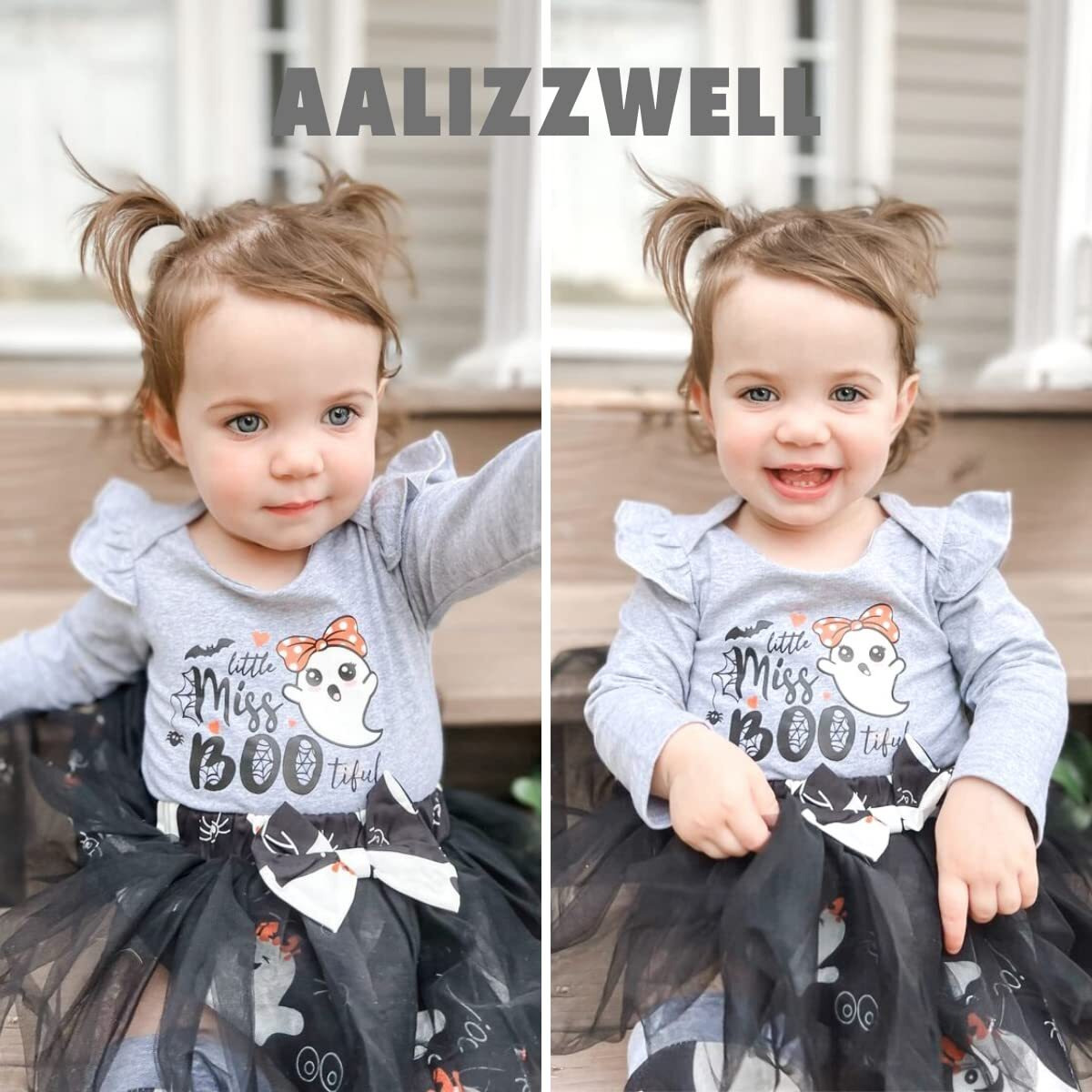 Aalizzwell Preemie Girls Halloween Outfit Premature Baby 1St Halloween My Tulle Skirt Ghost Boo Clothes With Leg Warmers Clothing Gray