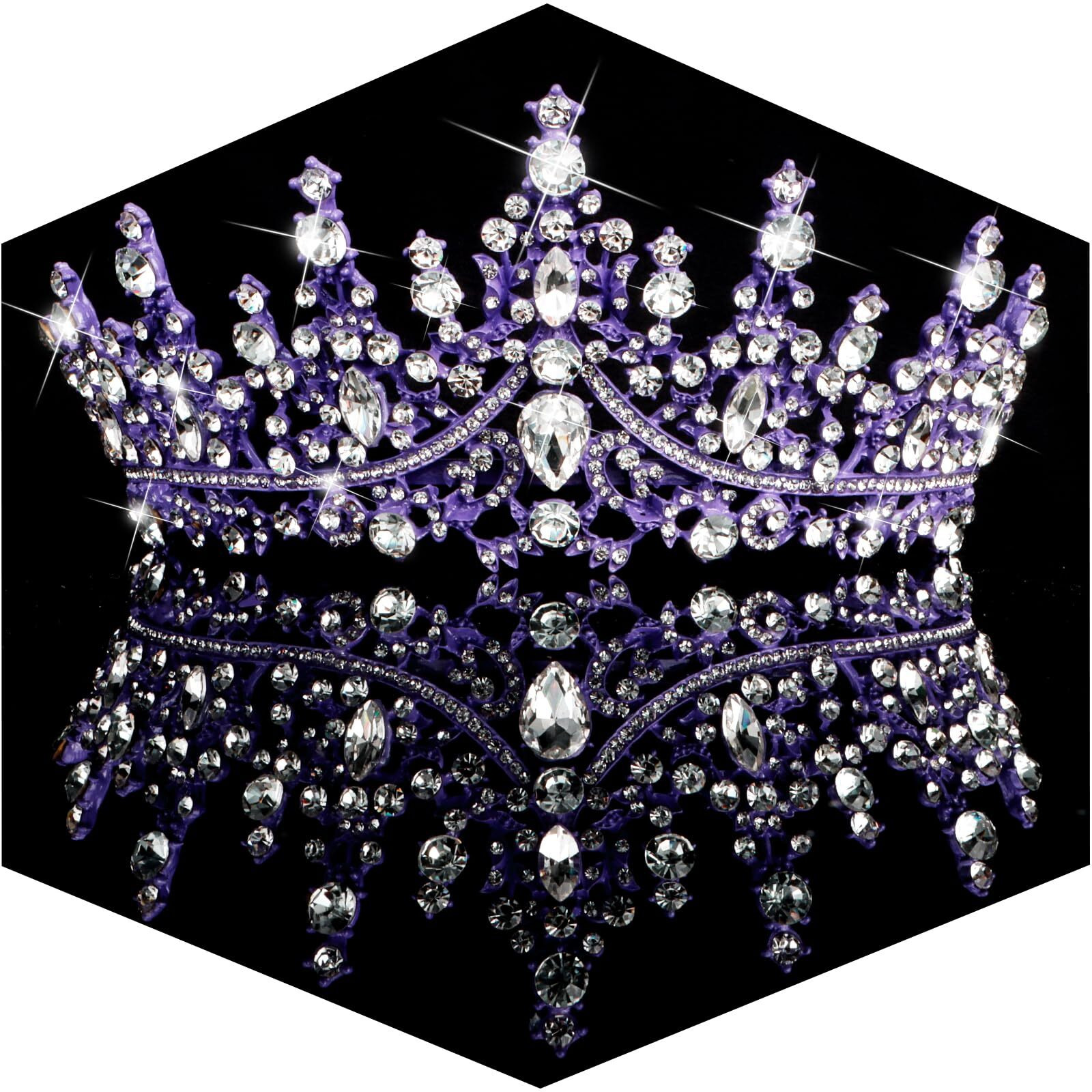 Tobatoba Purple Crown Purple Tiaras  Rhinestone Tiaras And Crowns For Women  Wedding Tiara For Bride Queen Crown  Royal Princess Quinceanera Headpieces For Birthday Prom Pageant Halloween Cosplay