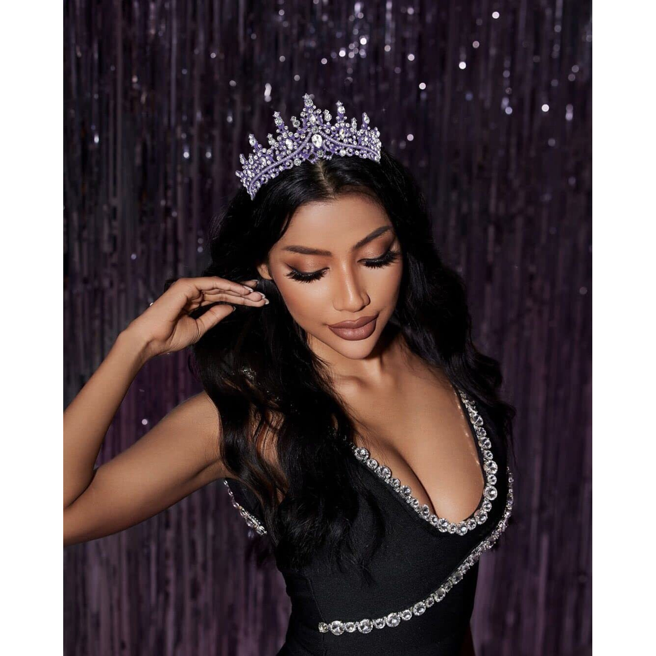 Tobatoba Purple Crown Purple Tiaras  Rhinestone Tiaras And Crowns For Women  Wedding Tiara For Bride Queen Crown  Royal Princess Quinceanera Headpieces For Birthday Prom Pageant Halloween Cosplay