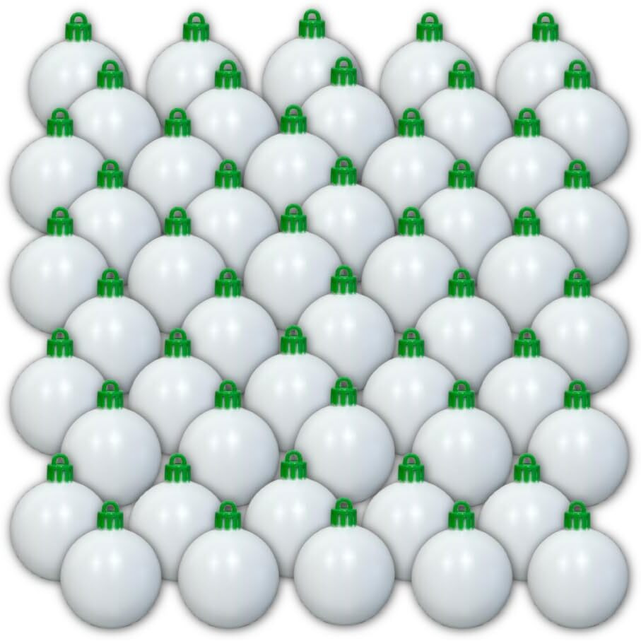 The Treemendous Ornament Decorator Treemendous Christmas Tree Ornament Decorating Refill Kit - Blank White Ball Ornaments Compatible With Treemendous Tree And Gift Box Ornament Decorators (50 Pack)