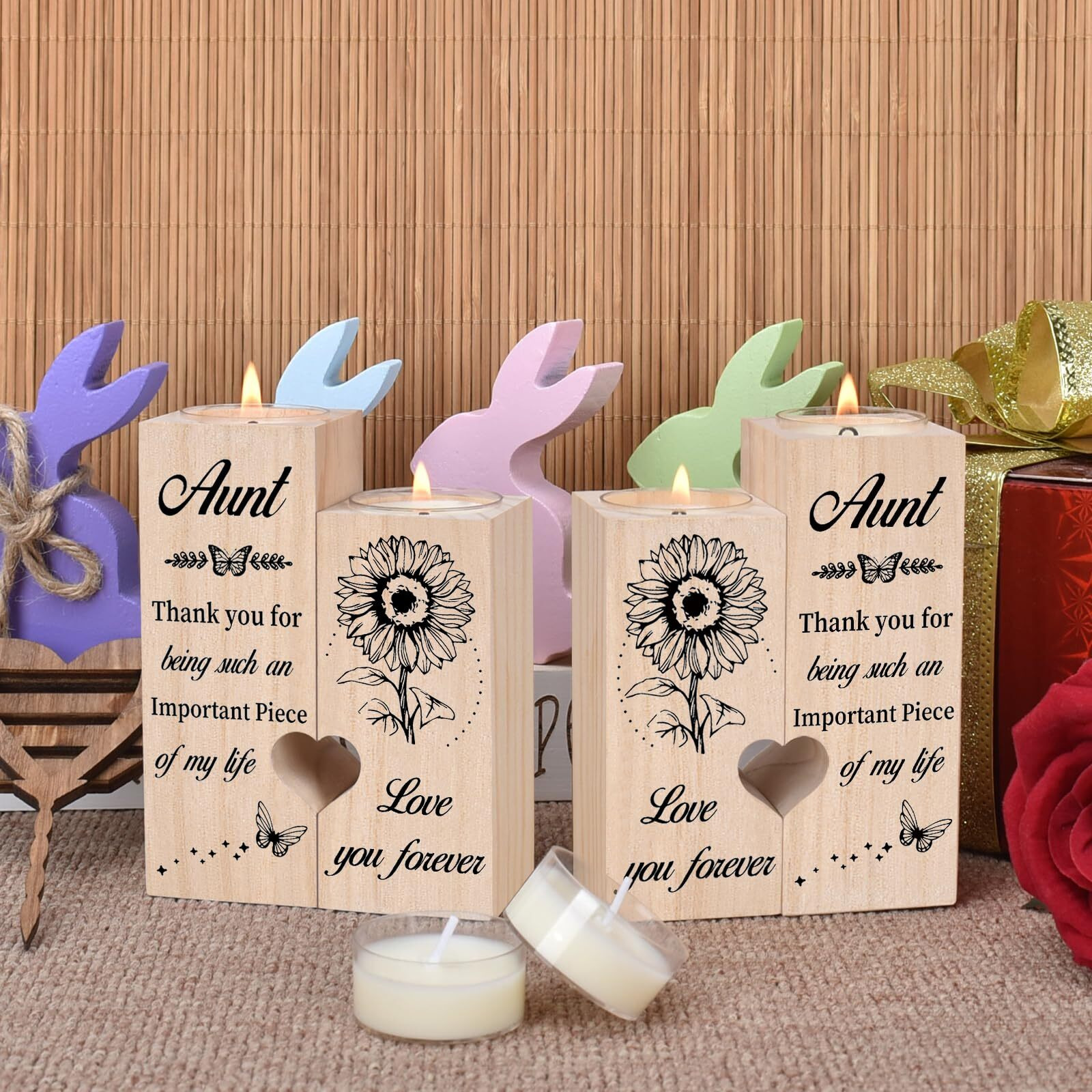 Double Sided Printing  Aunt Gifts Candle Holders  Aunt Gifts From Nieces And Nephews  Best Aunt Ever Gifts  Mothers Day Christmas Birthday Gifts For Aunt